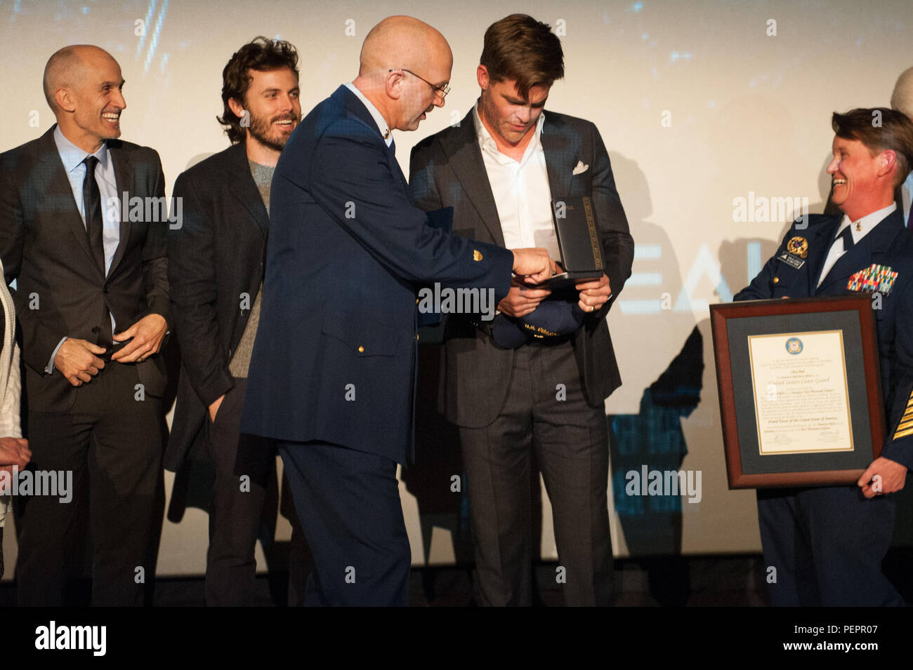 Actor Chris Pine is made an honorary Coast Guard Chief at the Boston(02)