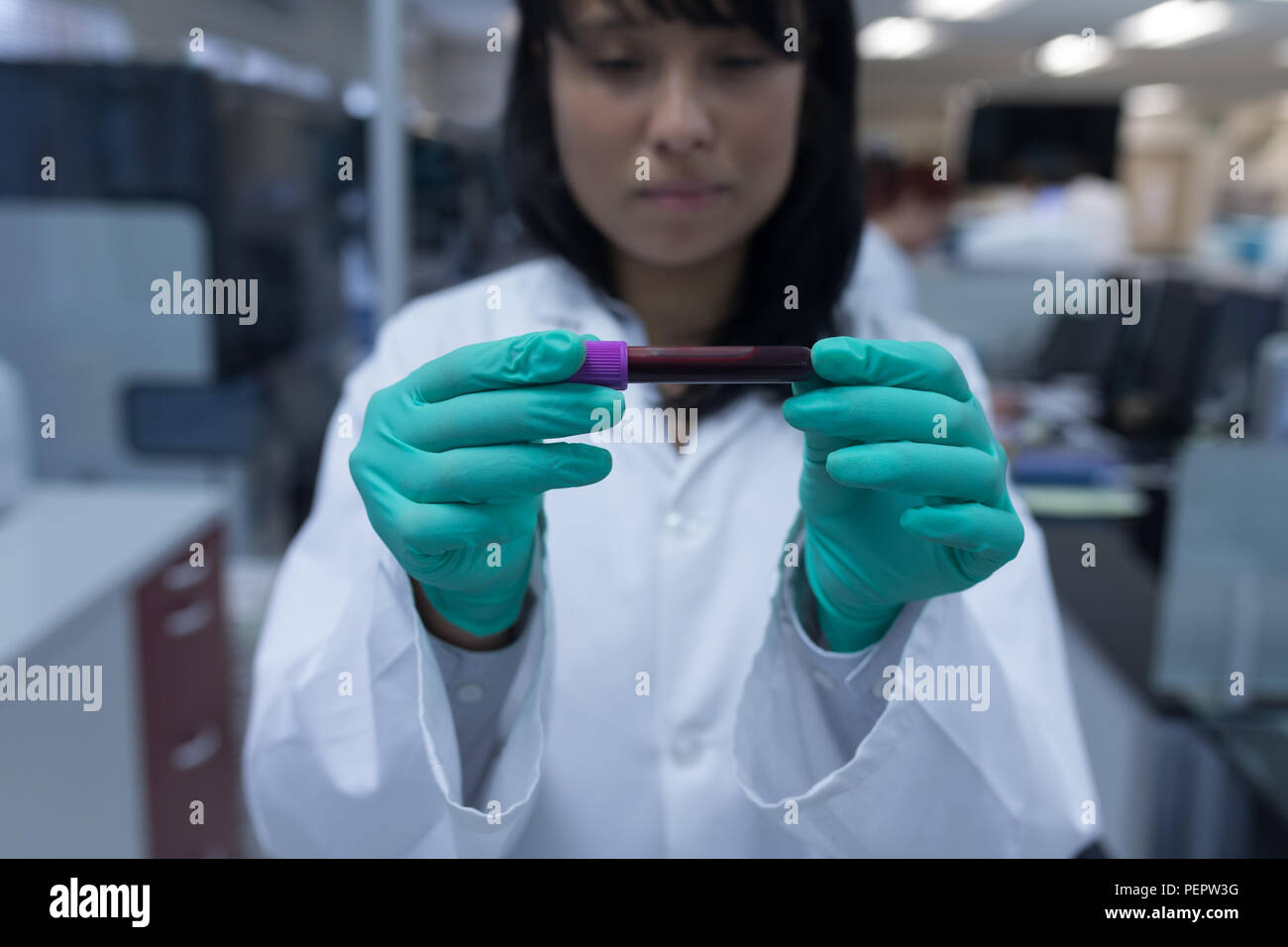 Laboratory technician analyzing chemical solution Stock Photo Alamy