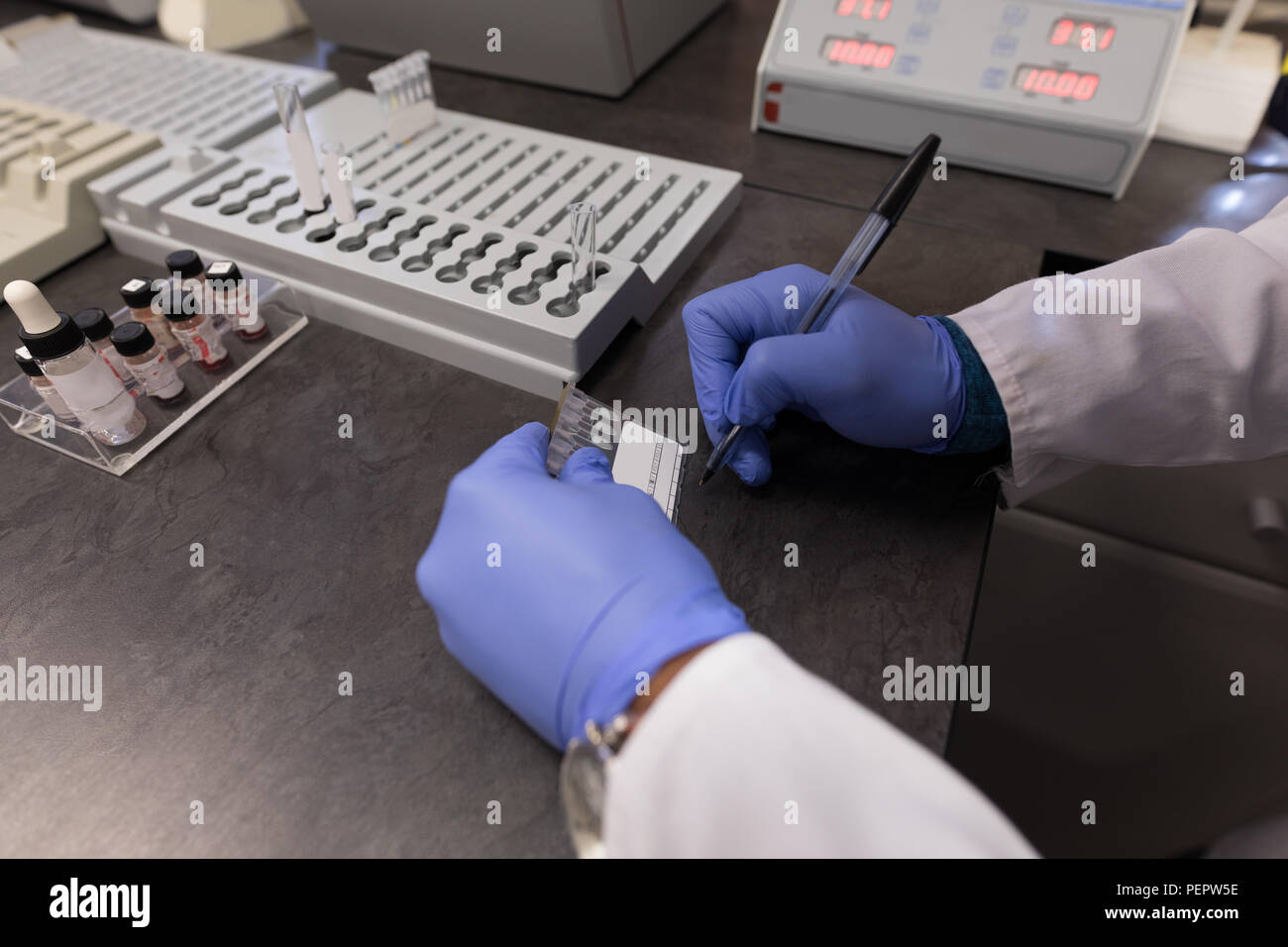 Laboratory technician working in blood bank Stock Photo Alamy