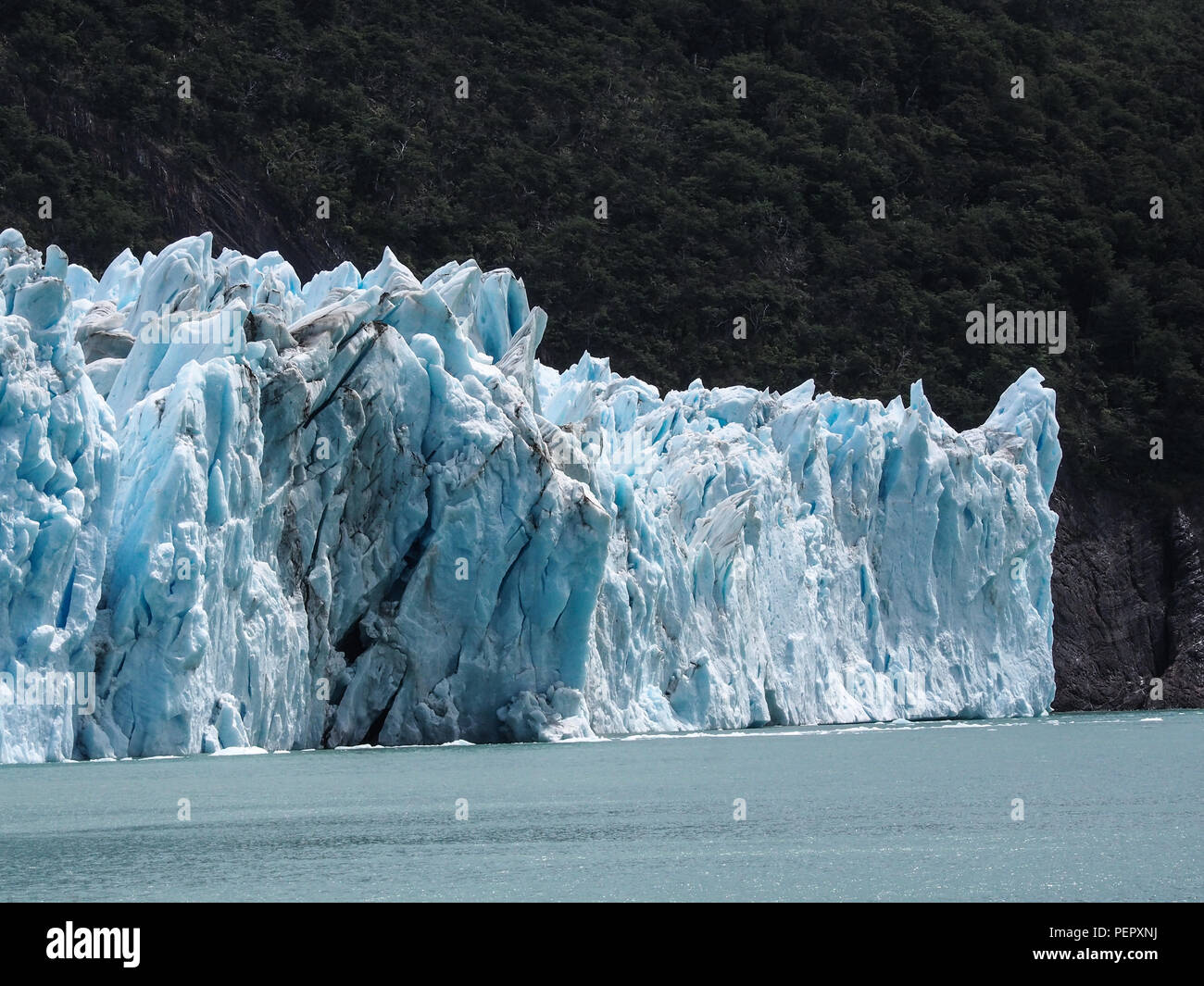 The Upsala Glacier is a large valley glacier on the eastern side of the Southern Patagonian Ice Field Stock Photo