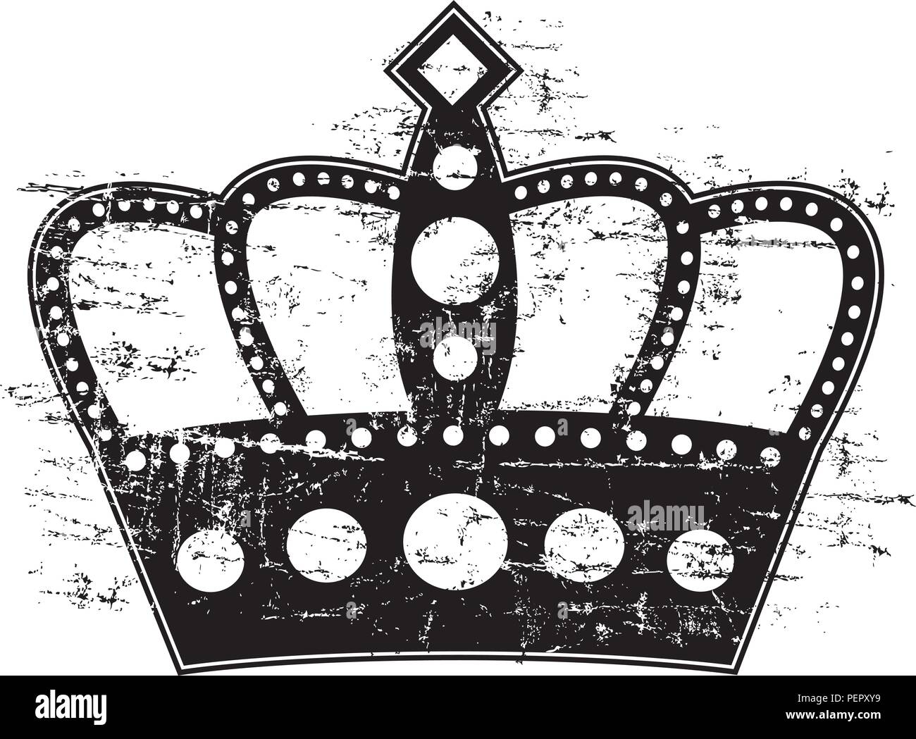 Woodcut Style Crown. A crown with a distressed woodcut look. Stock Vector