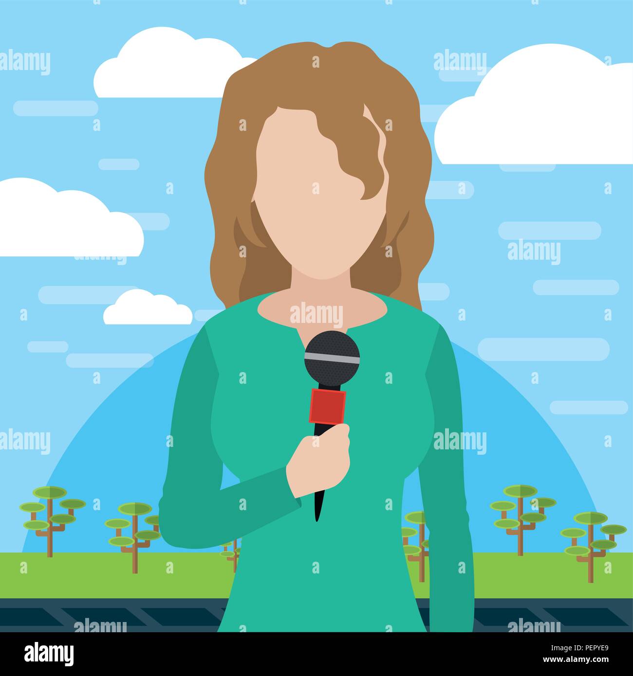 Character woman reporter newspaper graphic hires stock photography and