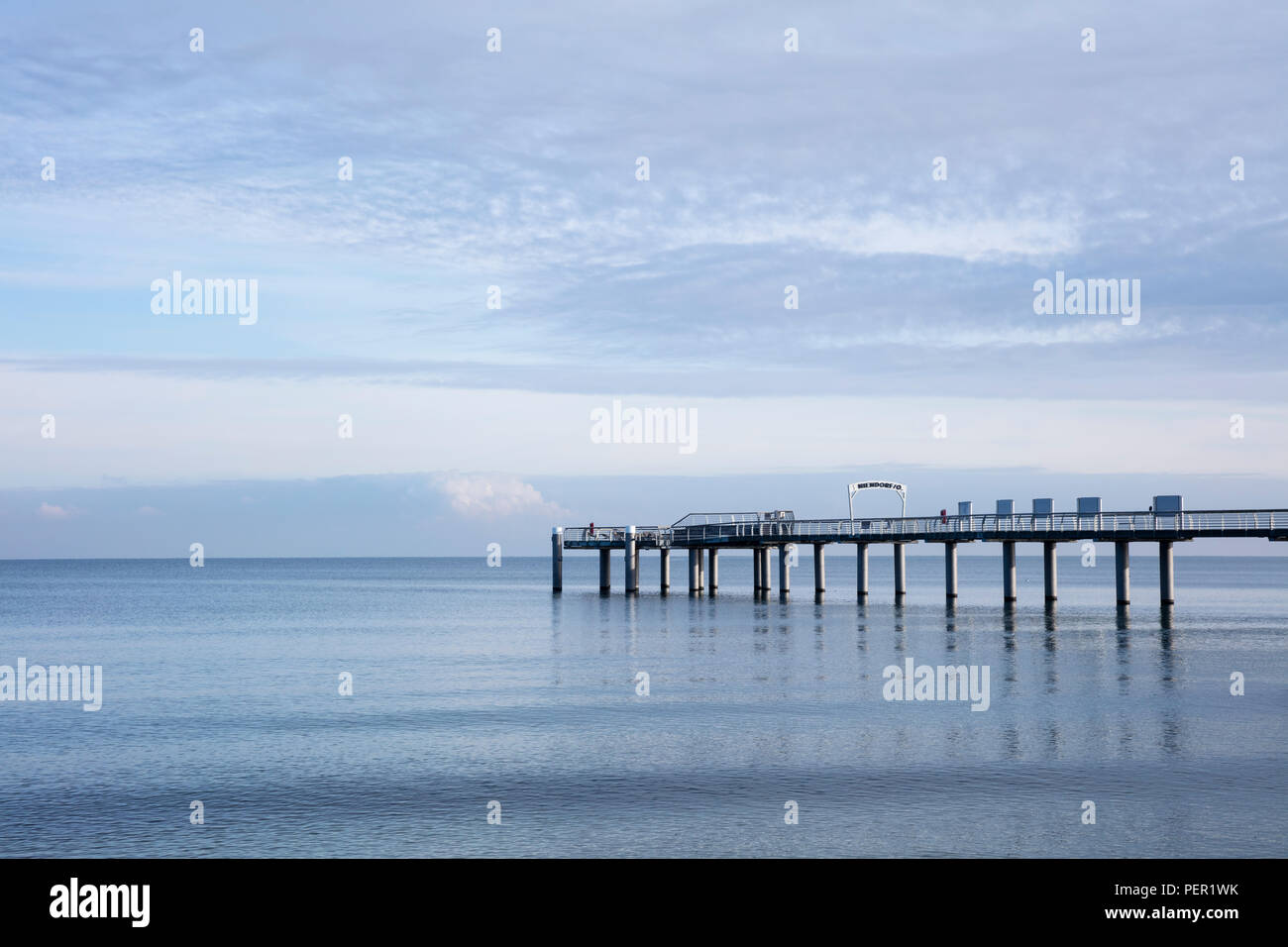 Morning light at the pier, Niendorf, Baltic Sea, Timmendorfer Strand, Lübeck Bay, Schleswig-Holstein, Germany, Europe Stock Photo