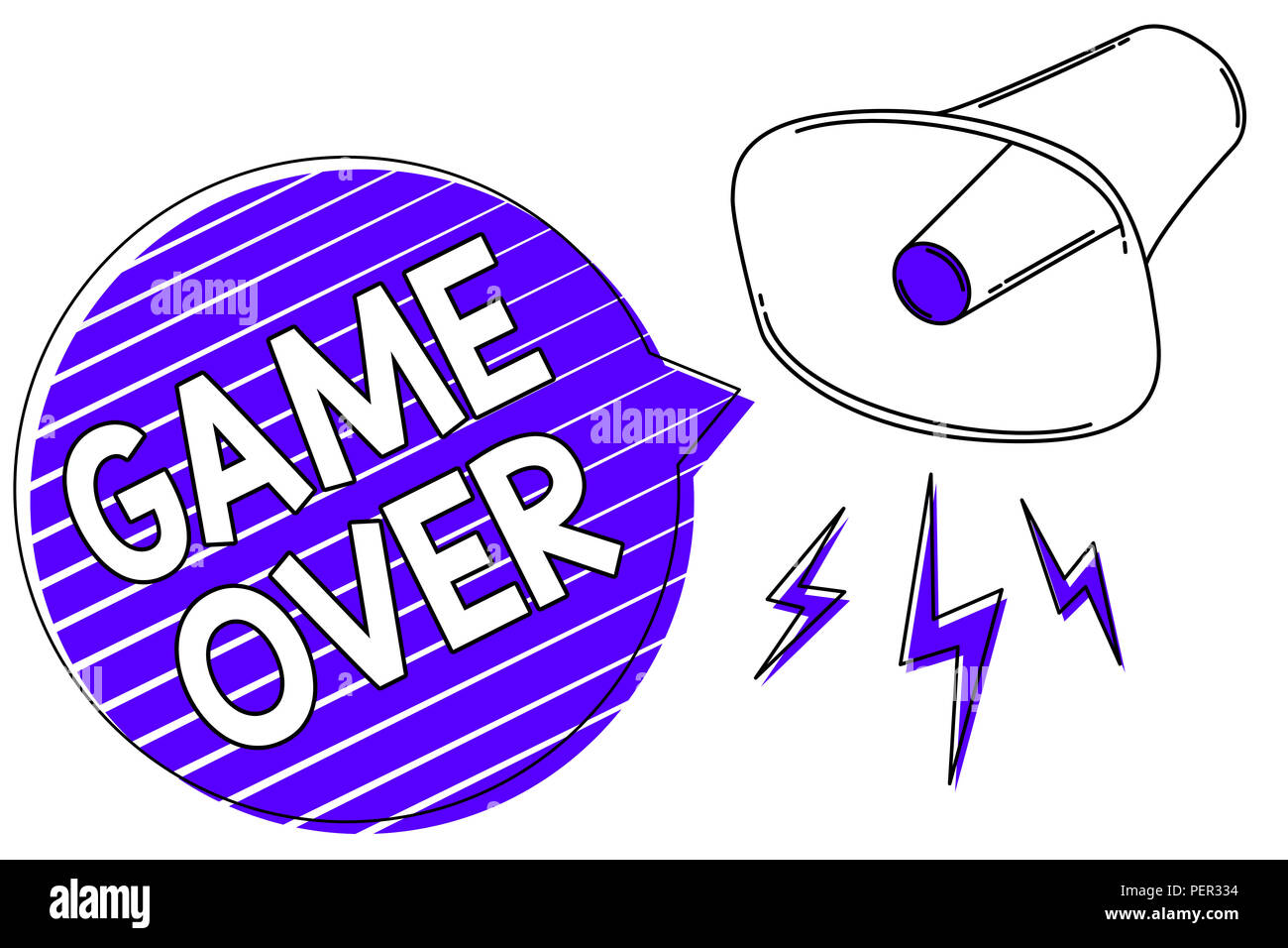 Writing Note Showing Game Over Business Photo Showcasing A Situation In A Particular Sport That Reach His Finals Or Ending Megaphone Loudspeaker Blue Stock Photo Alamy
