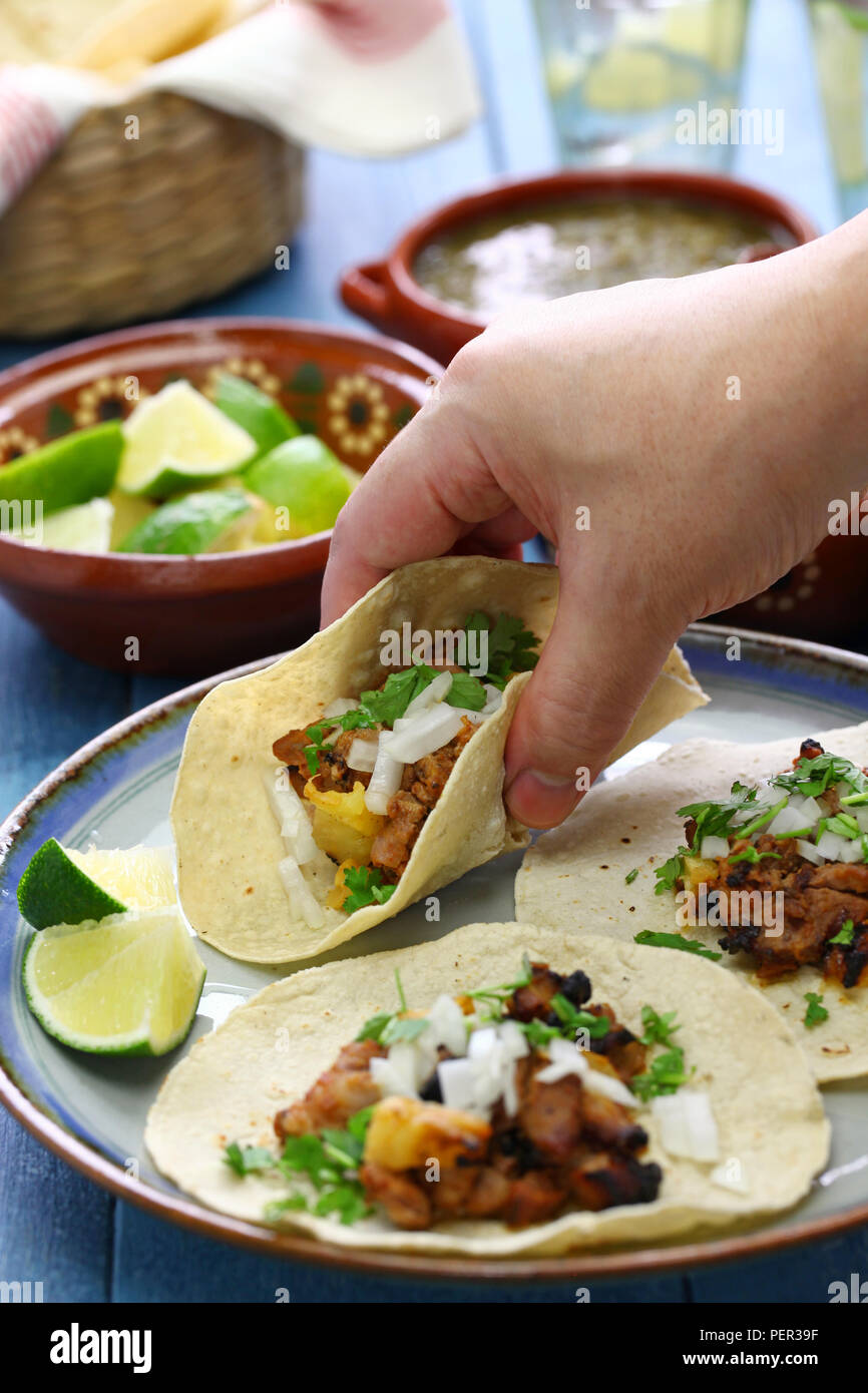 tacos al pastor, mexican food Stock Photo Alamy