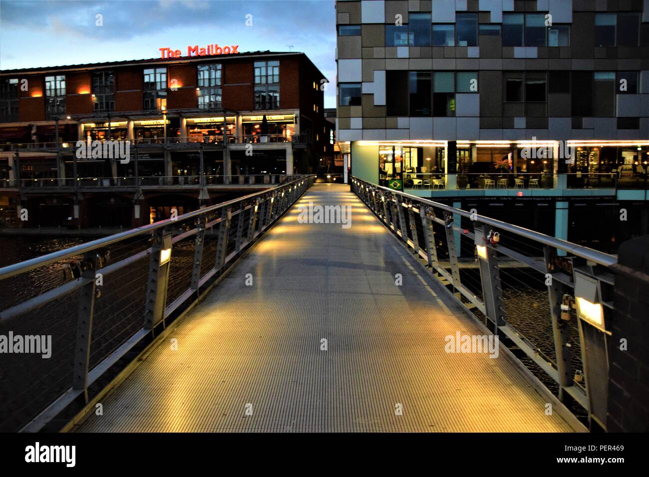 Modern bridge over Birmingham canal Stock Photo