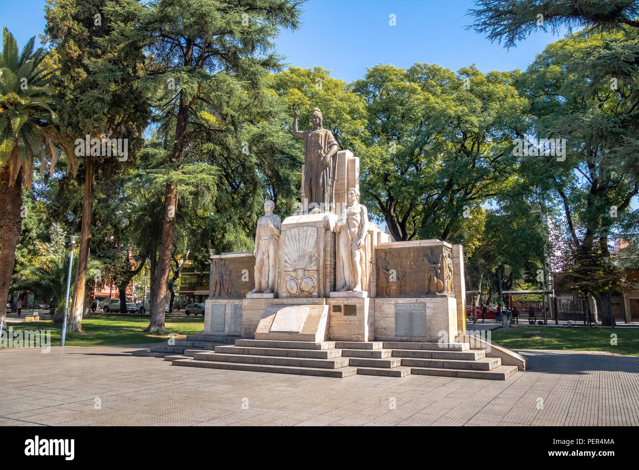Plaza Italia Square Monument - Mendoza, Argentina Stock Photo