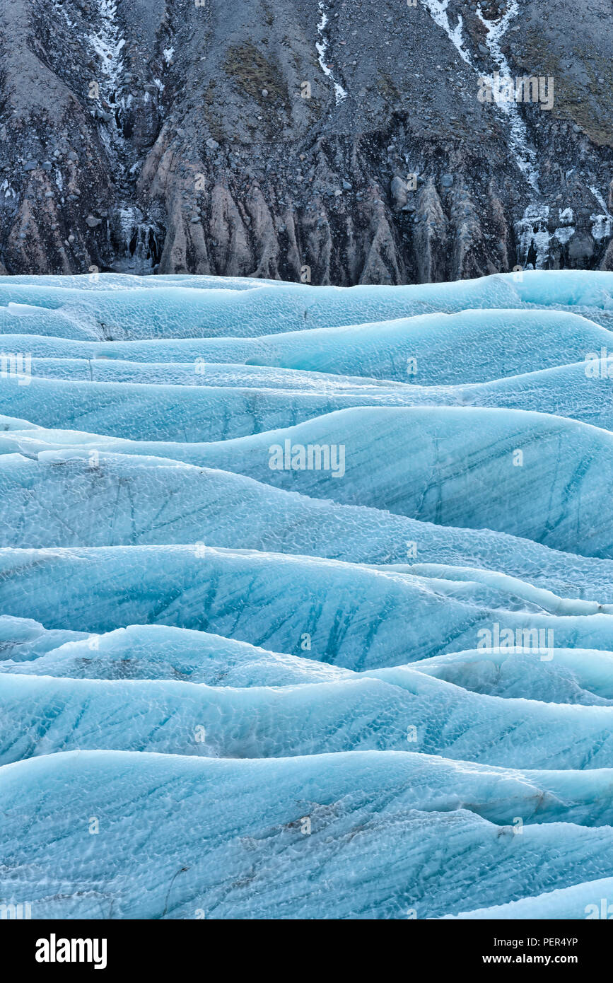 Ice patterns in Skaftafellsjokul, Sktaftafell National Park, Iceland Stock Photo