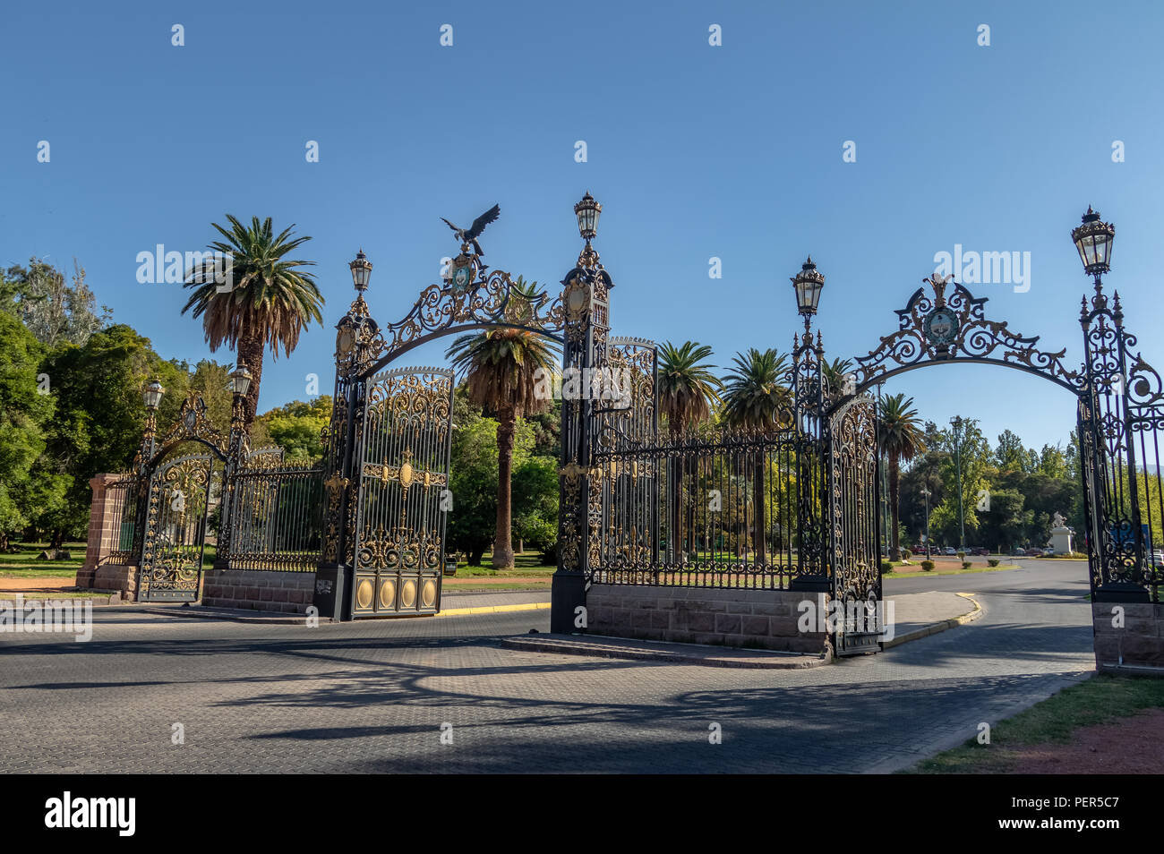 Park Gates (Portones del Parque) at General San Martin Park - Mendoza, Argentina Stock Photo