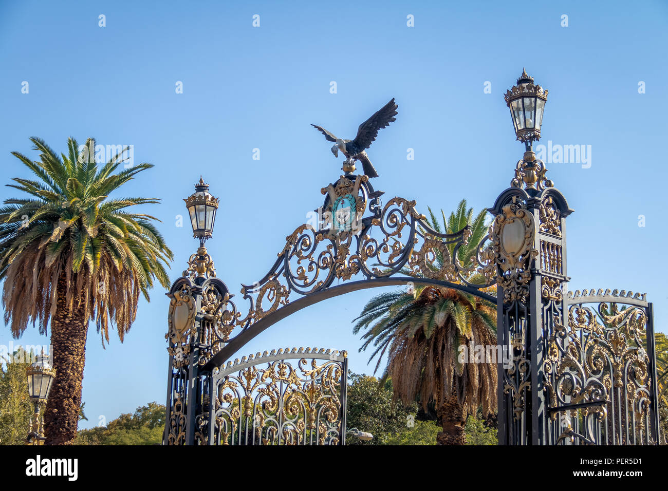 Park Gates (Portones del Parque) at General San Martin Park - Mendoza, Argentina Stock Photo