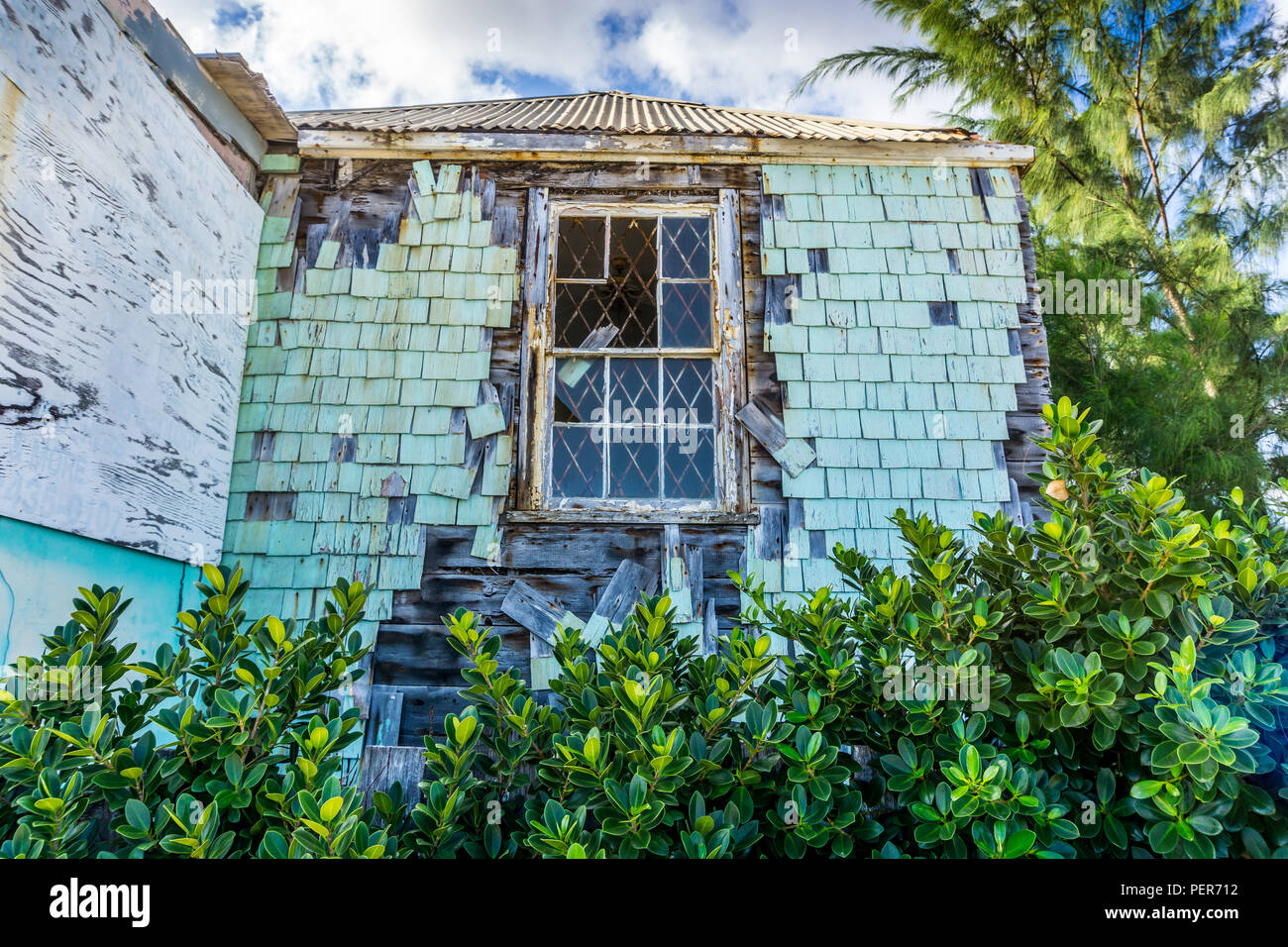 Old derelict house with broken windows, Rockley Beach, Bridgetown
