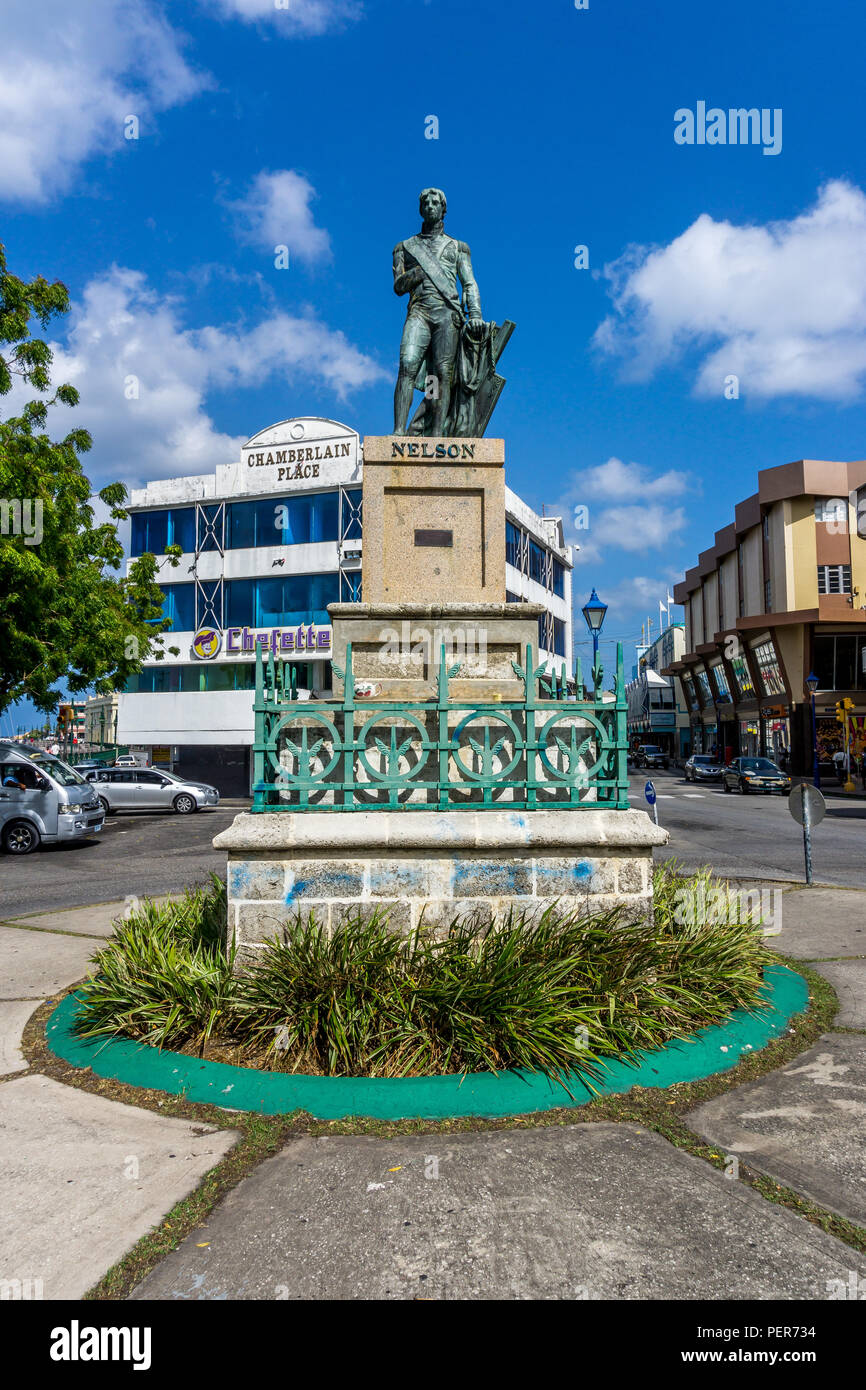 Lord Nelson Statue, National heroes square, Bridgetown, Barbados Stock