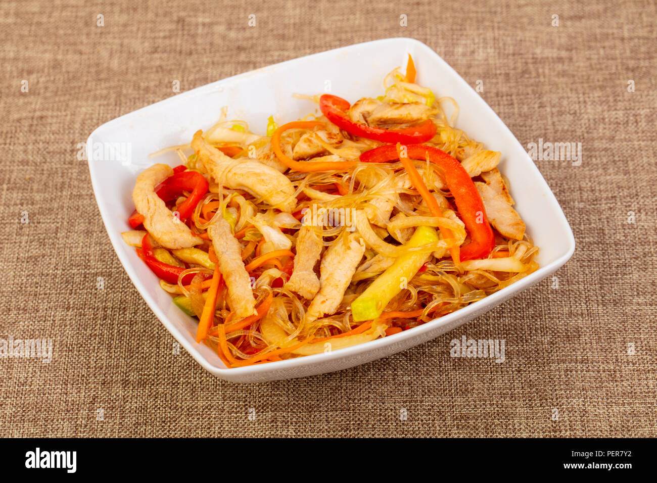 Glass noodle with chicken, vegetables and spices Stock Photo Alamy