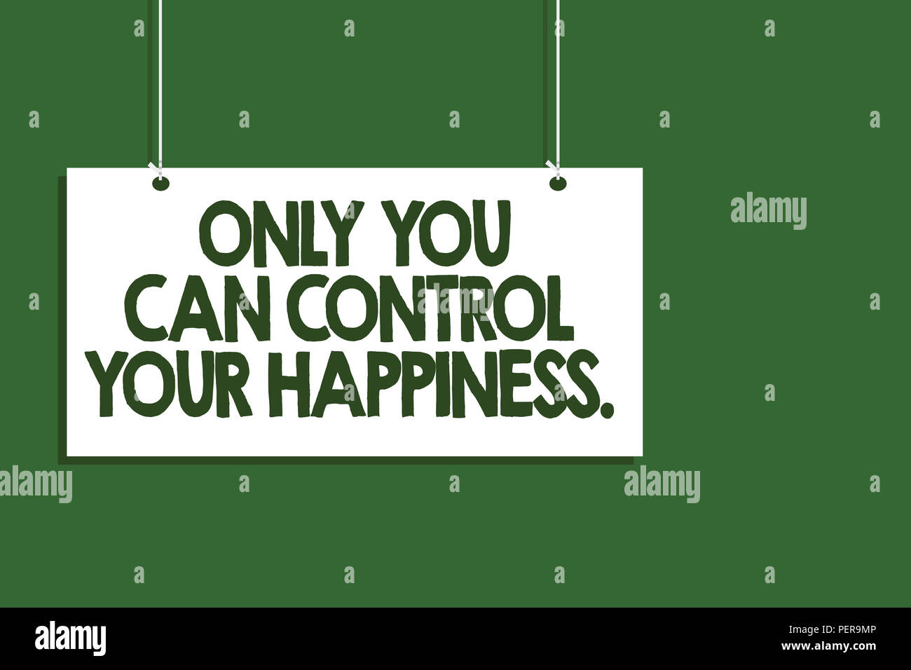 Writing note showing Only You Can Control Your Happiness ...