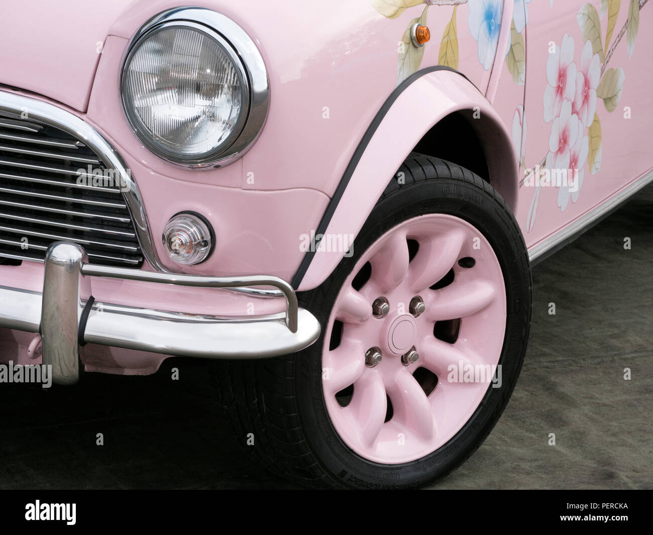 2000 Rover Mini flower painted. Stock Photo