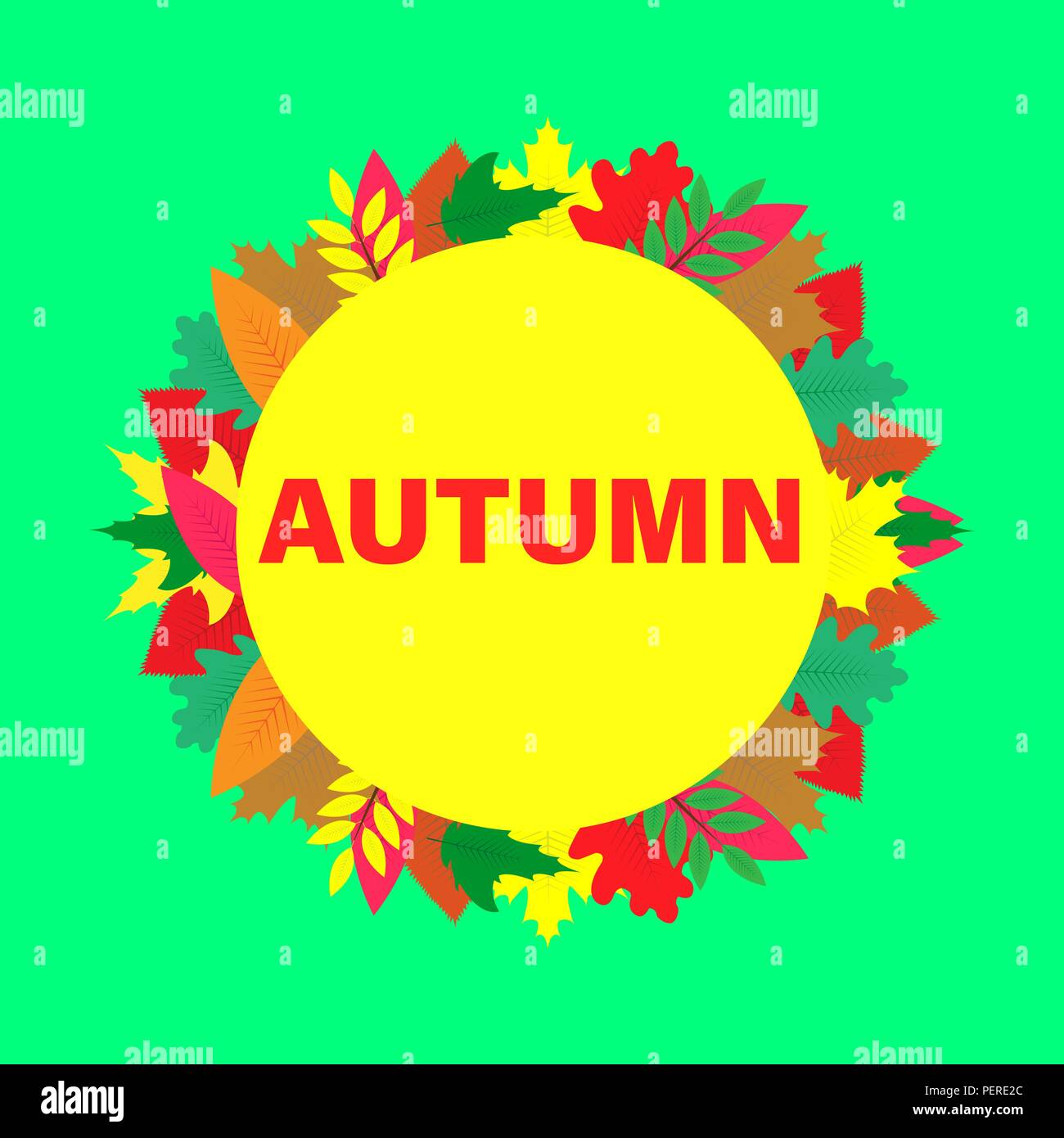 Vector card with colorful autumn leaves Stock Vector