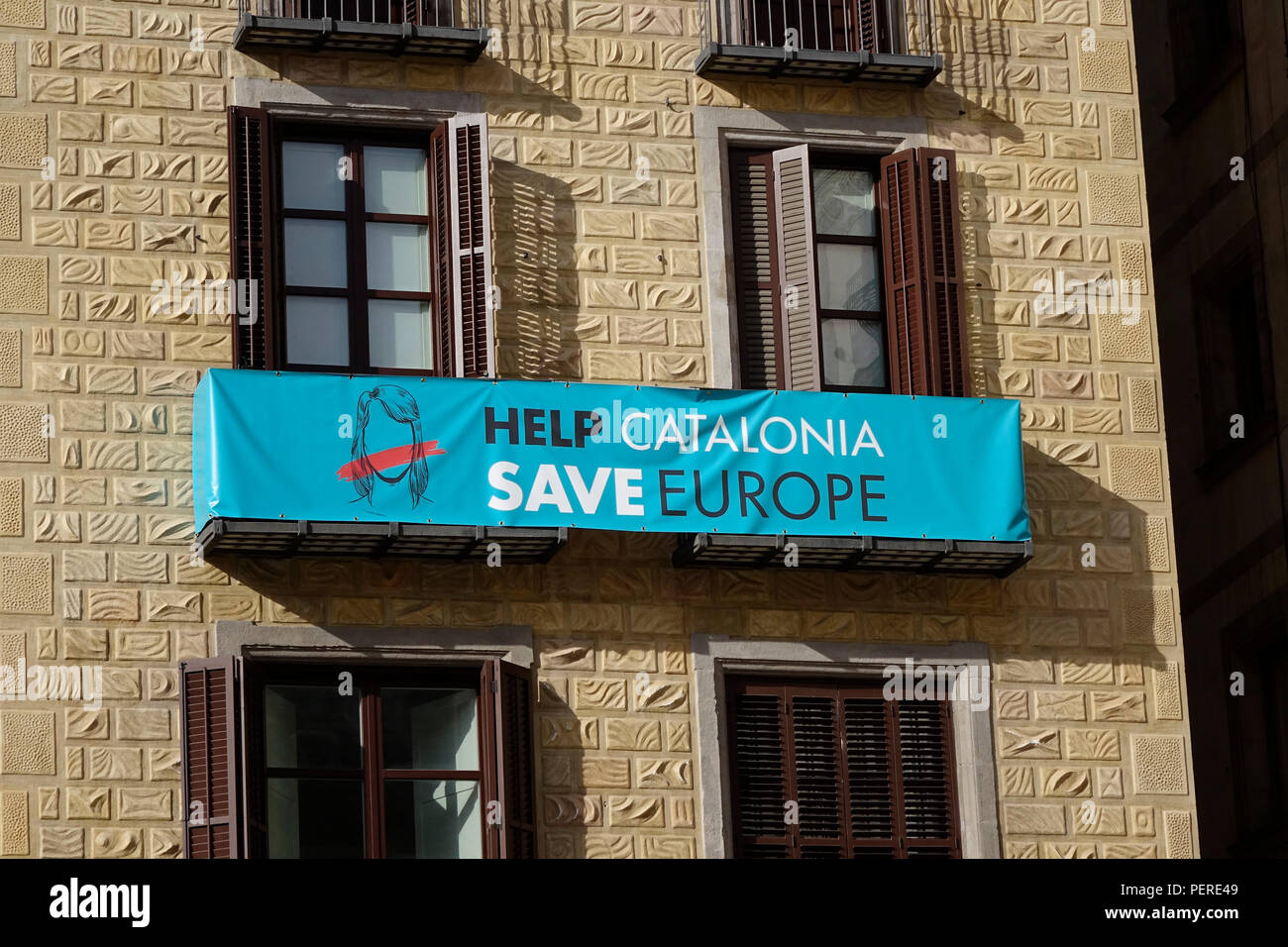 Help Catalonia Save Europe Sign In Barcelona In Support Of Catalan Independence Stock Photo