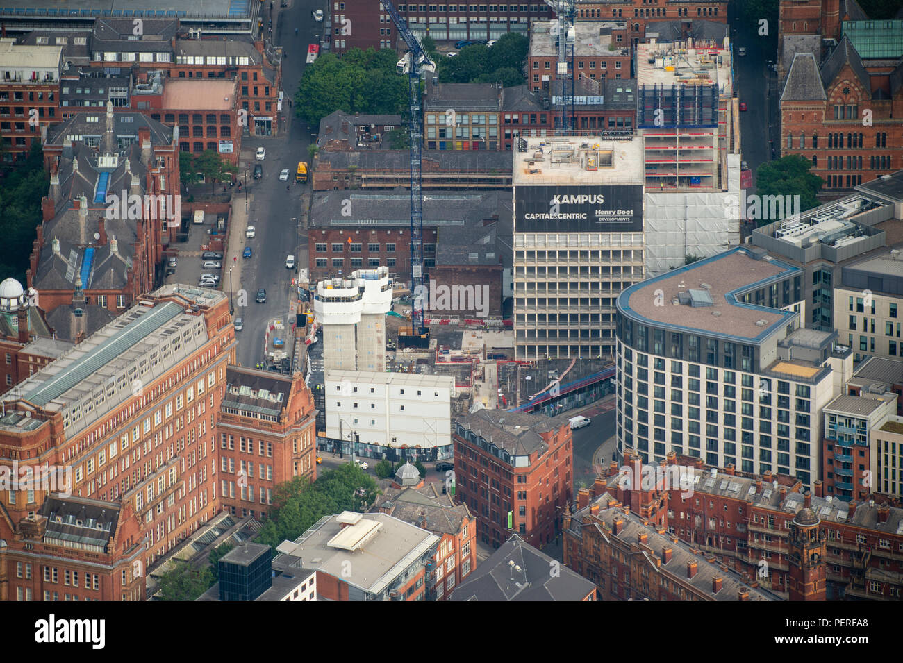 Manchester City Centre aerial photo Stock Photo