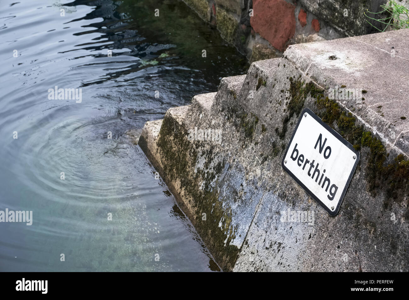 No berthing sign for boats and ships at marina harbour Stock Photo