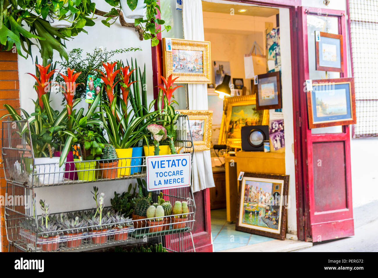 Old fashioned vintage art shop store, Capri Campania, Italy Europe Stock Photo