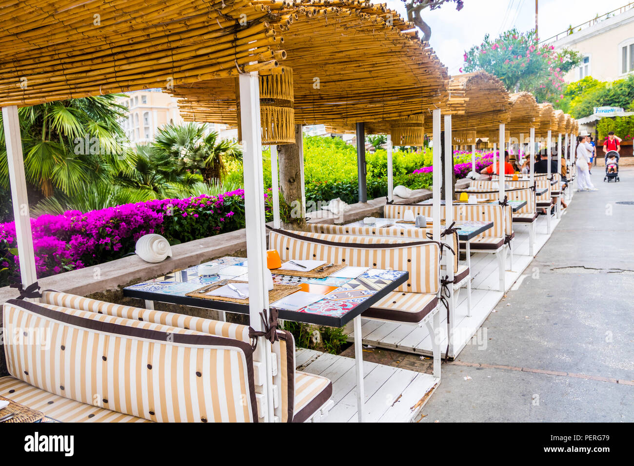 Al Fresco, Outdoor restaurant seating booths, Isle of Capri