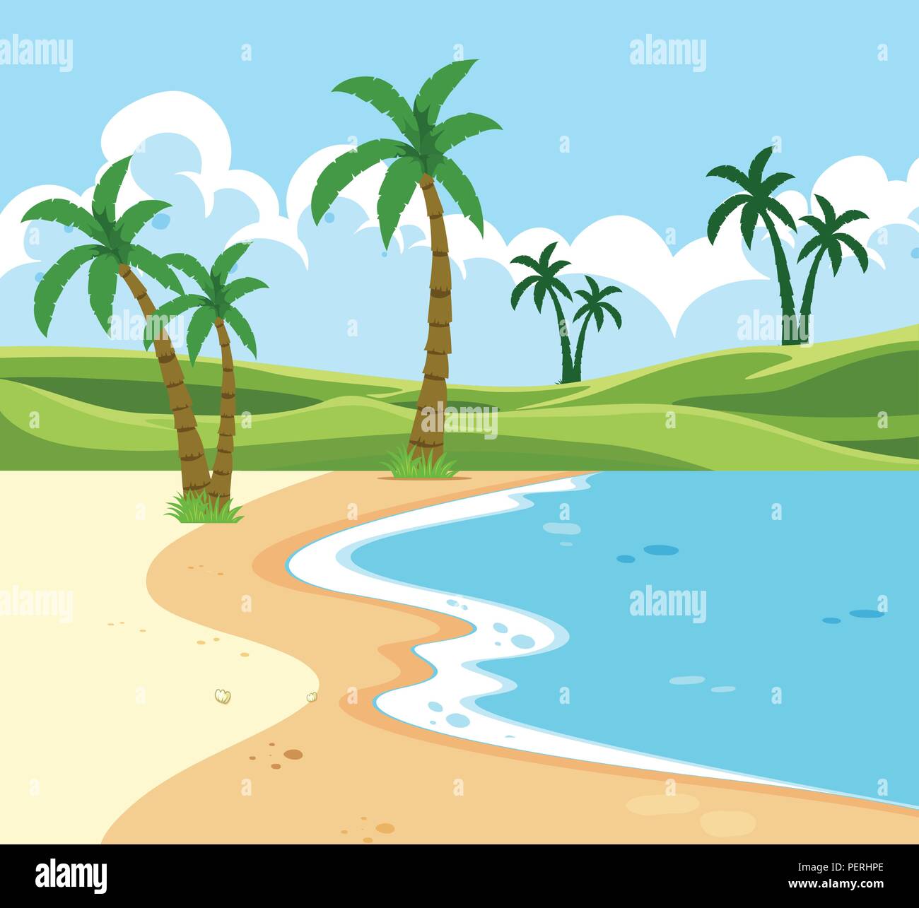 A tropic beach landscape illustration Stock Vector Image & Art - Alamy