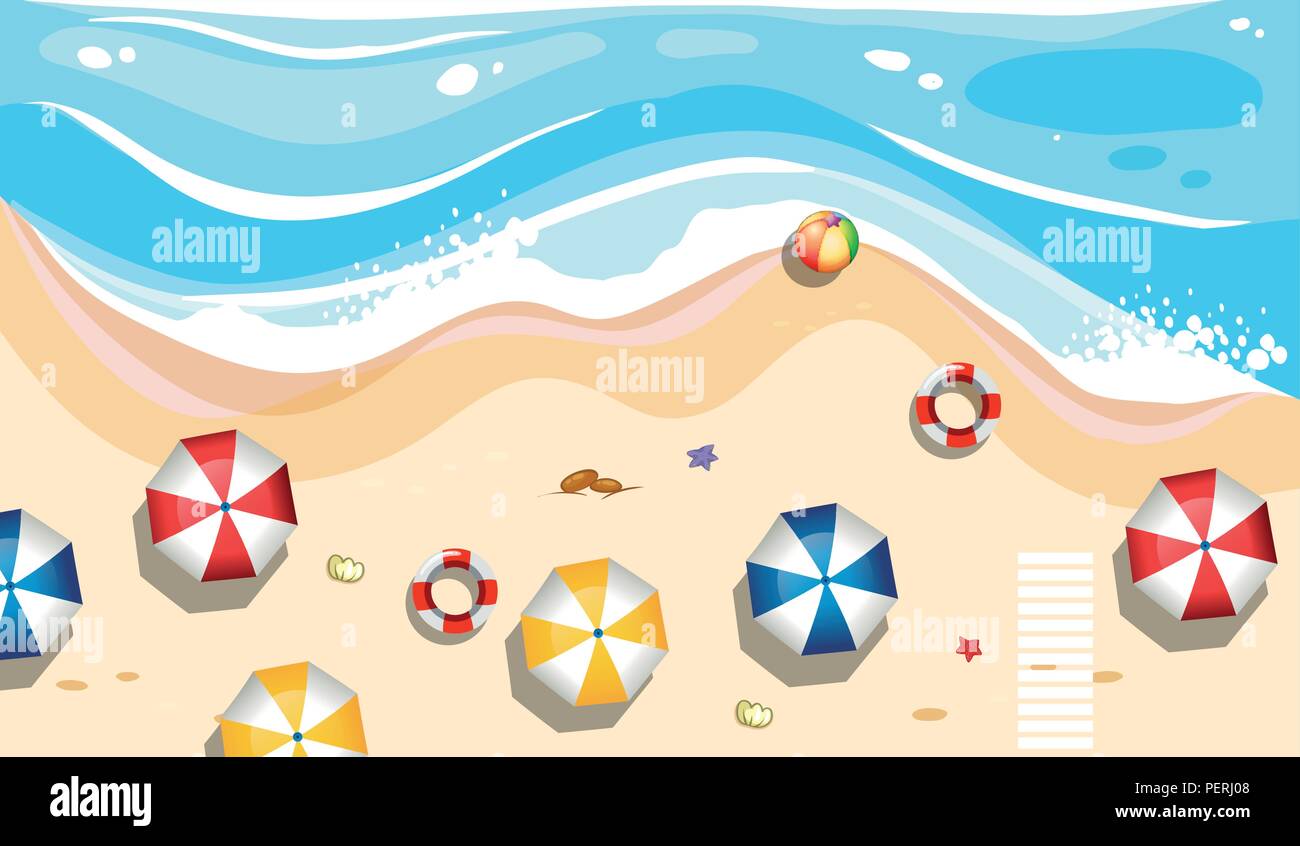 A summer beach aerial view illustration Stock Vector Image & Art - Alamy