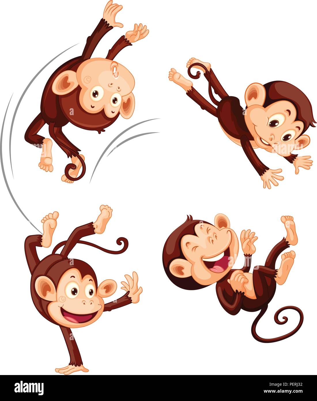A set of monkey on white background illustration Stock Vector Image ...