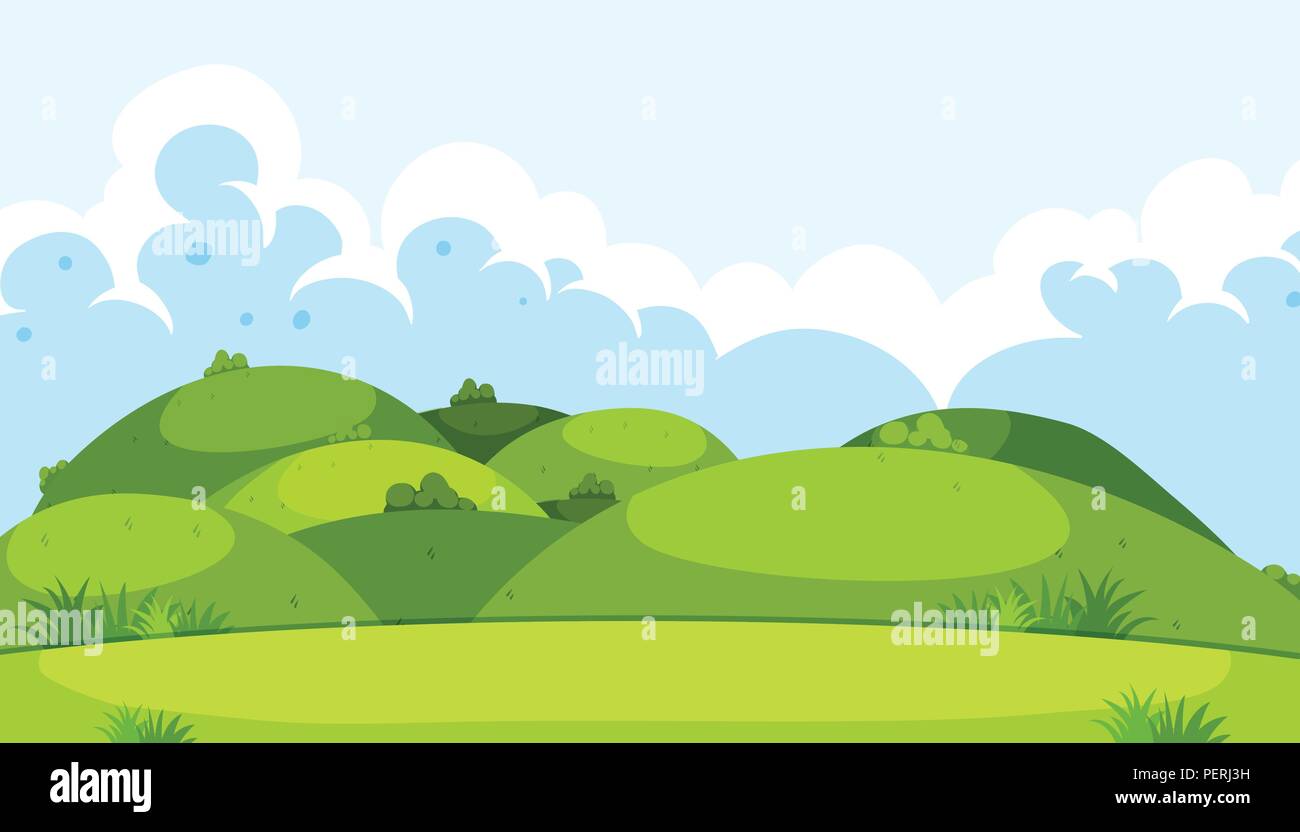A beautiful green mountain landscape illustration Stock Vector Image ...