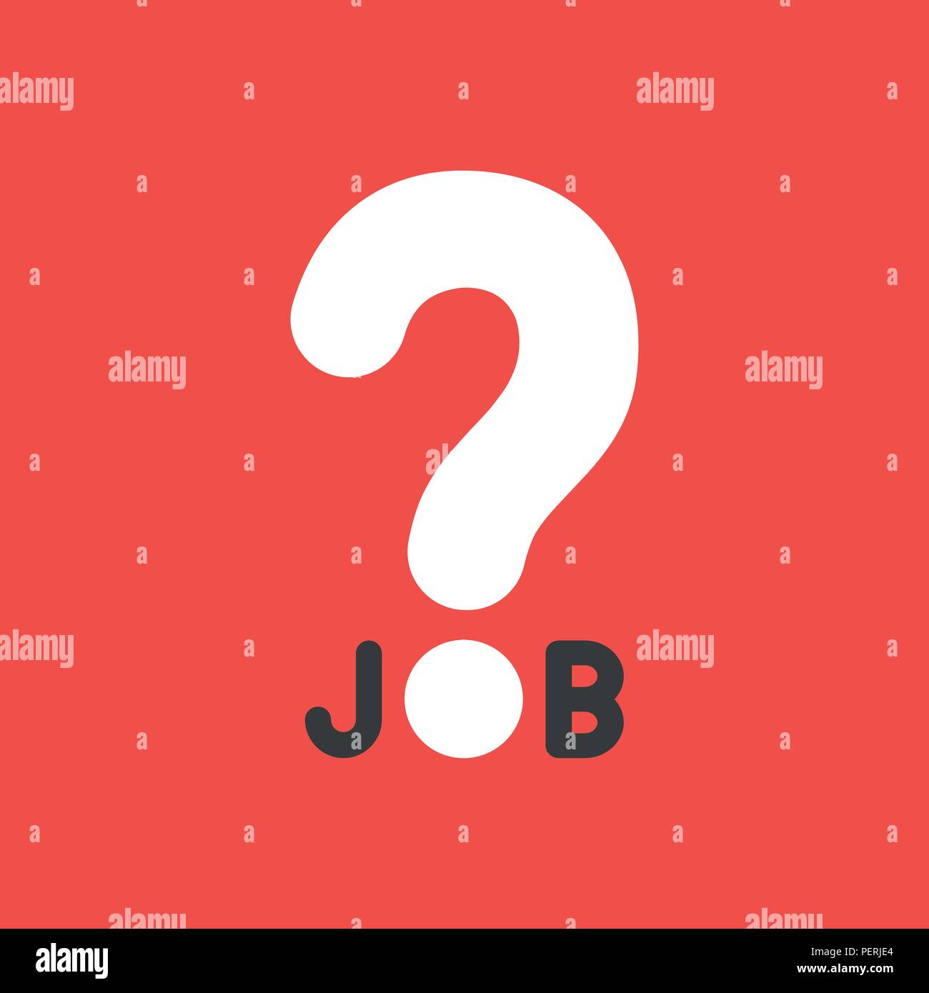 Flat vector icon concept of job word with question mark on red ...