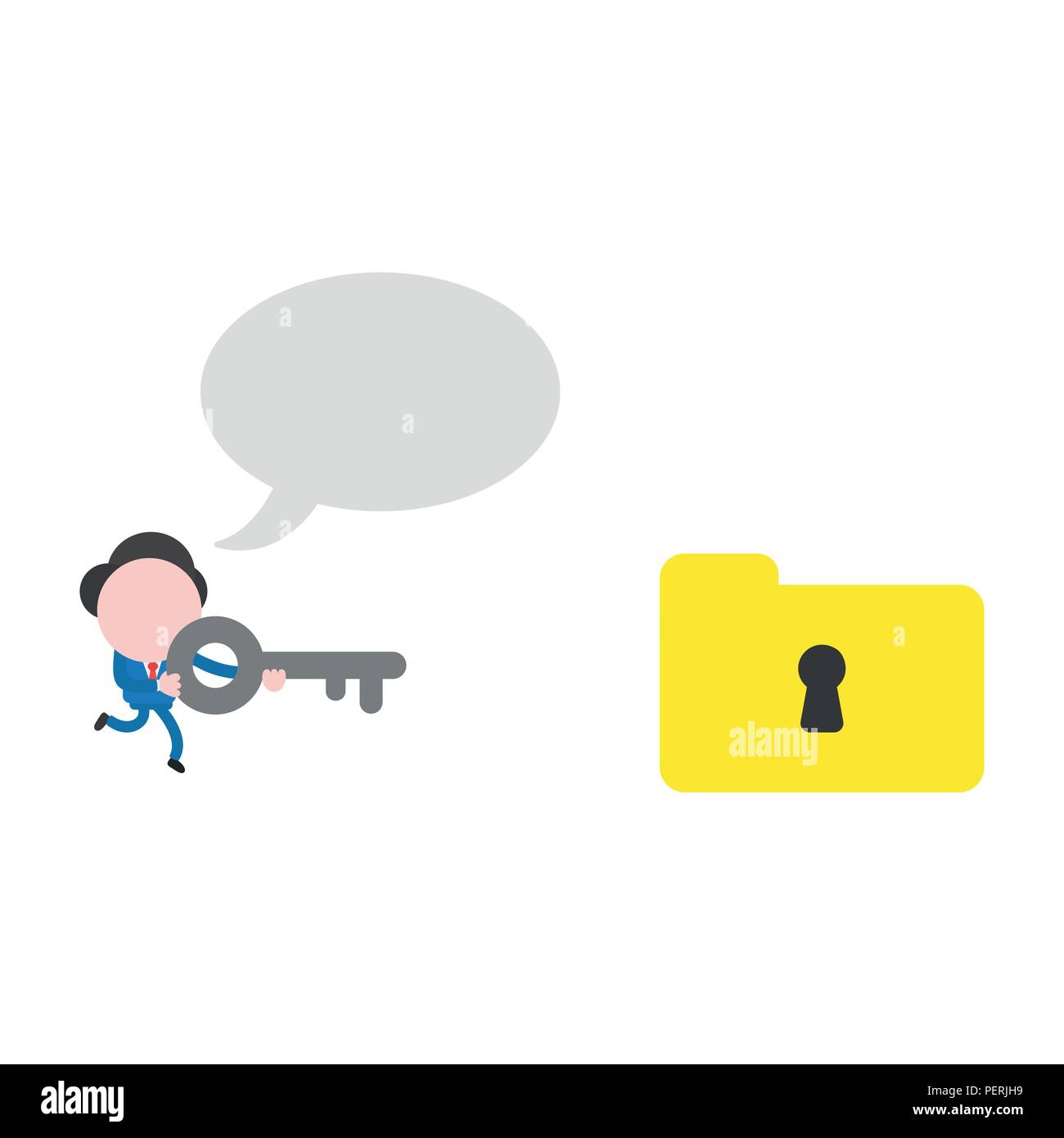 Vector illustration businessman character running and carrying key to ...