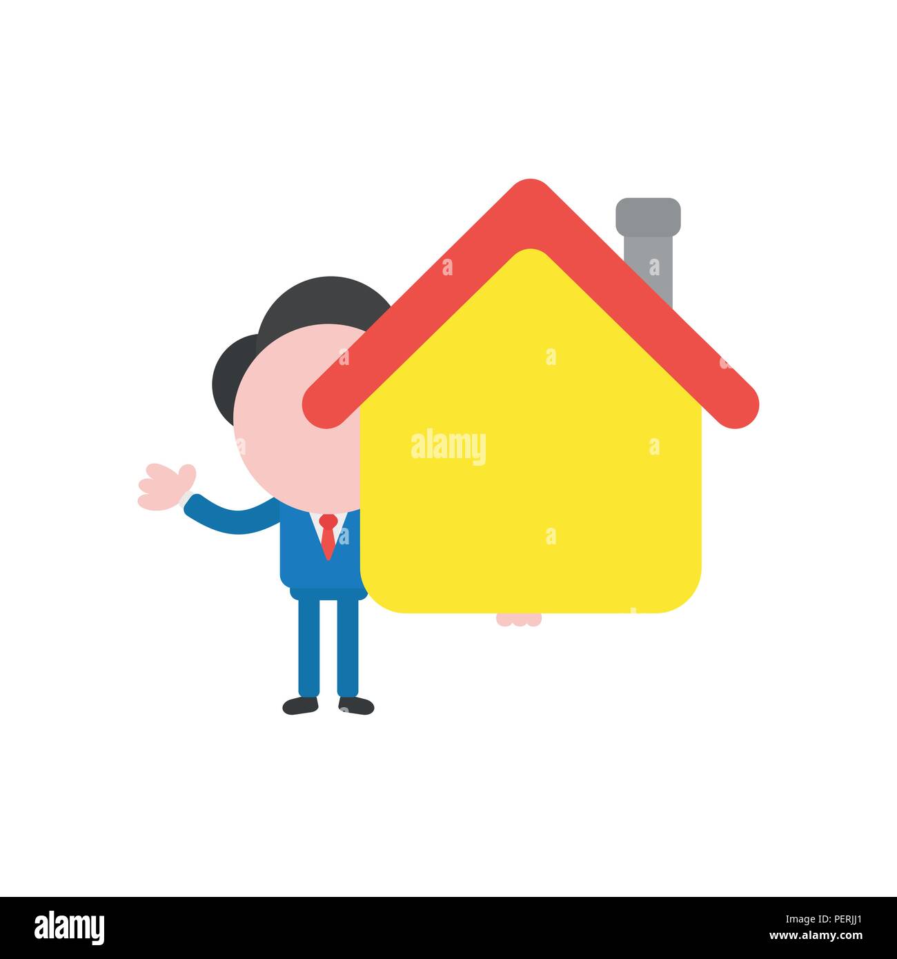 Vector illustration businessman character holding house Stock Vector ...