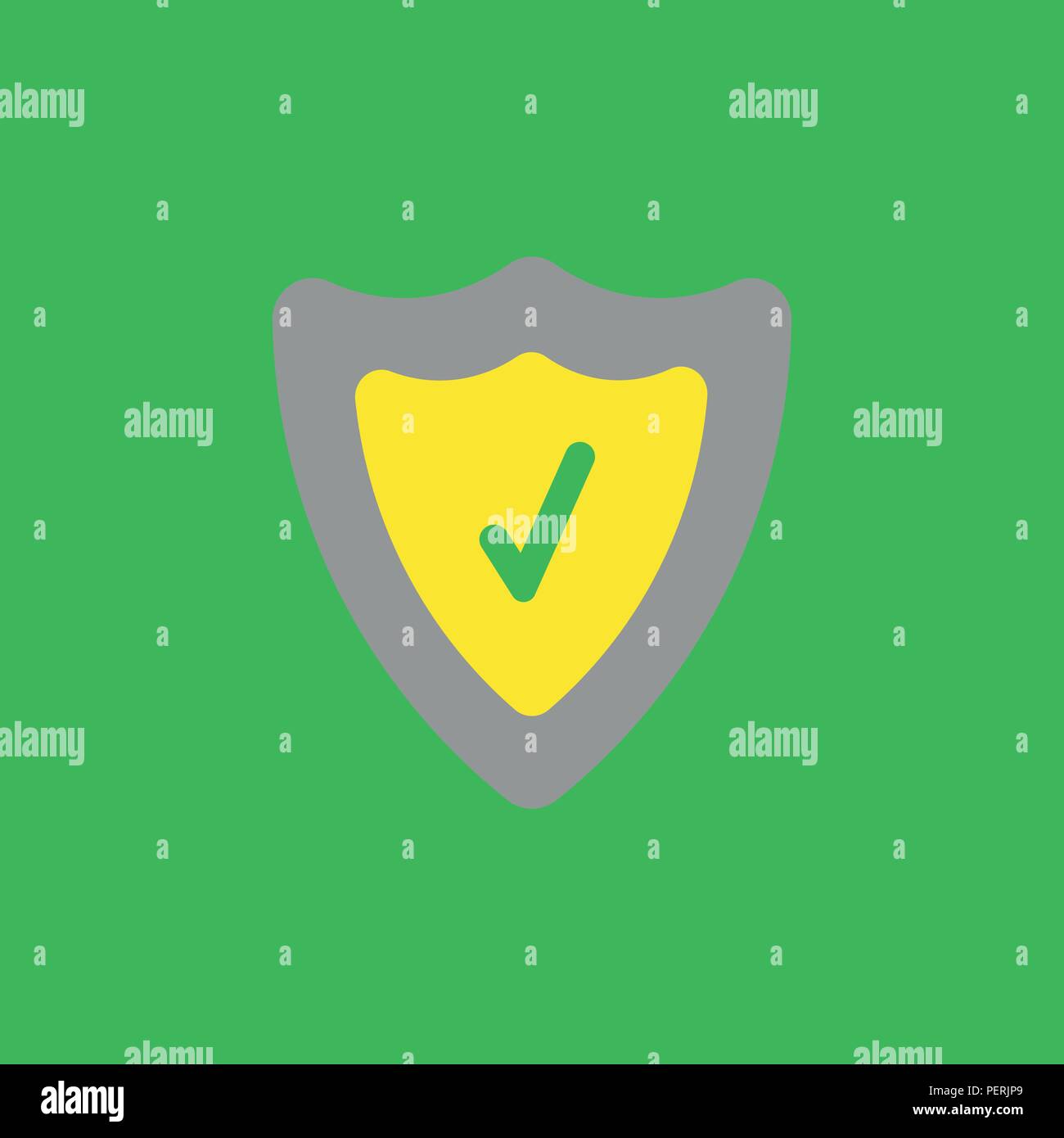 Flat vector icon concept of guard shield with check mark on green ...
