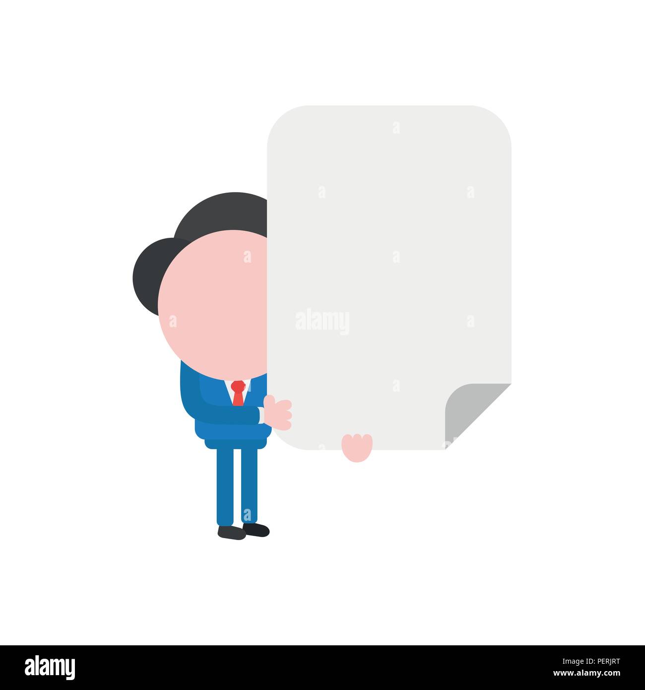 Vector illustration businessman character holding blank paper Stock ...