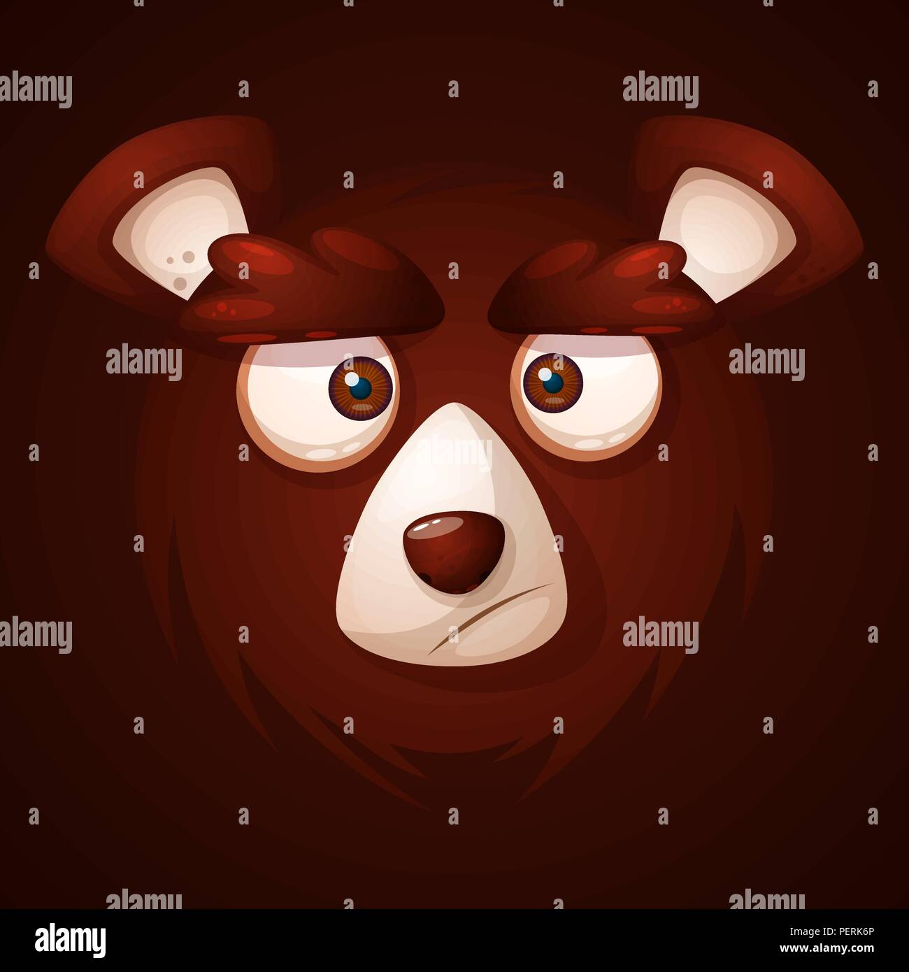 Cute, funny, crazy -cartoon face bear. Stock Vector