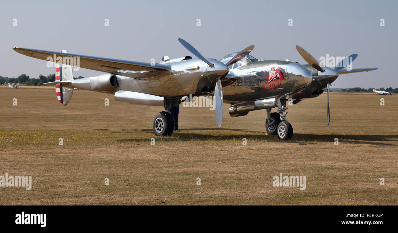 Lockheed P38 Lightning heavy American second world war fighter and ground attack aircraft. Stock Photo