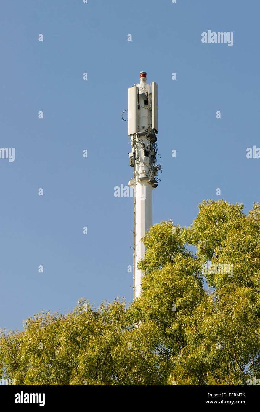 Radio Antenna tower, Cell phone base station. Stock Photo