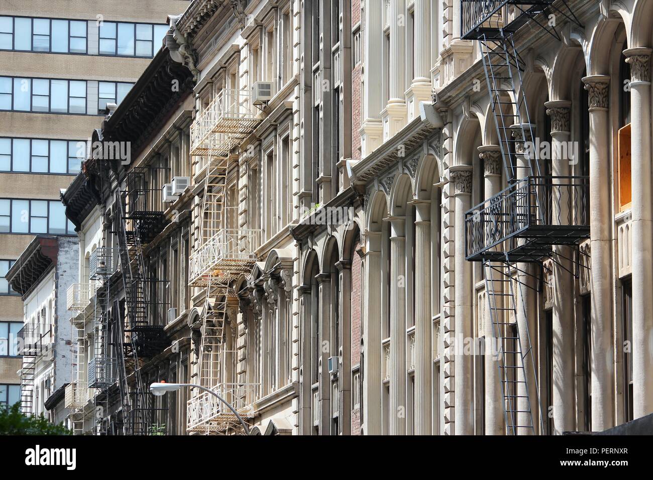 New York City, United States - old residential building in SoHo, Lower Manhattan. Stock Photo