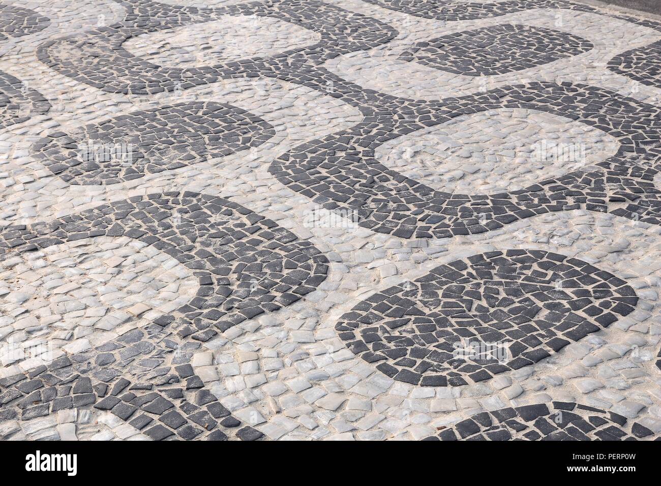 Brazil - Rio de Janeiro. Famous Ipanema sidewalk pattern background. Stock Photo