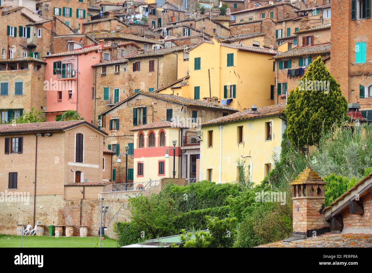 Siena, Italy - medieval town of Tuscany. Old town architecture. Stock Photo