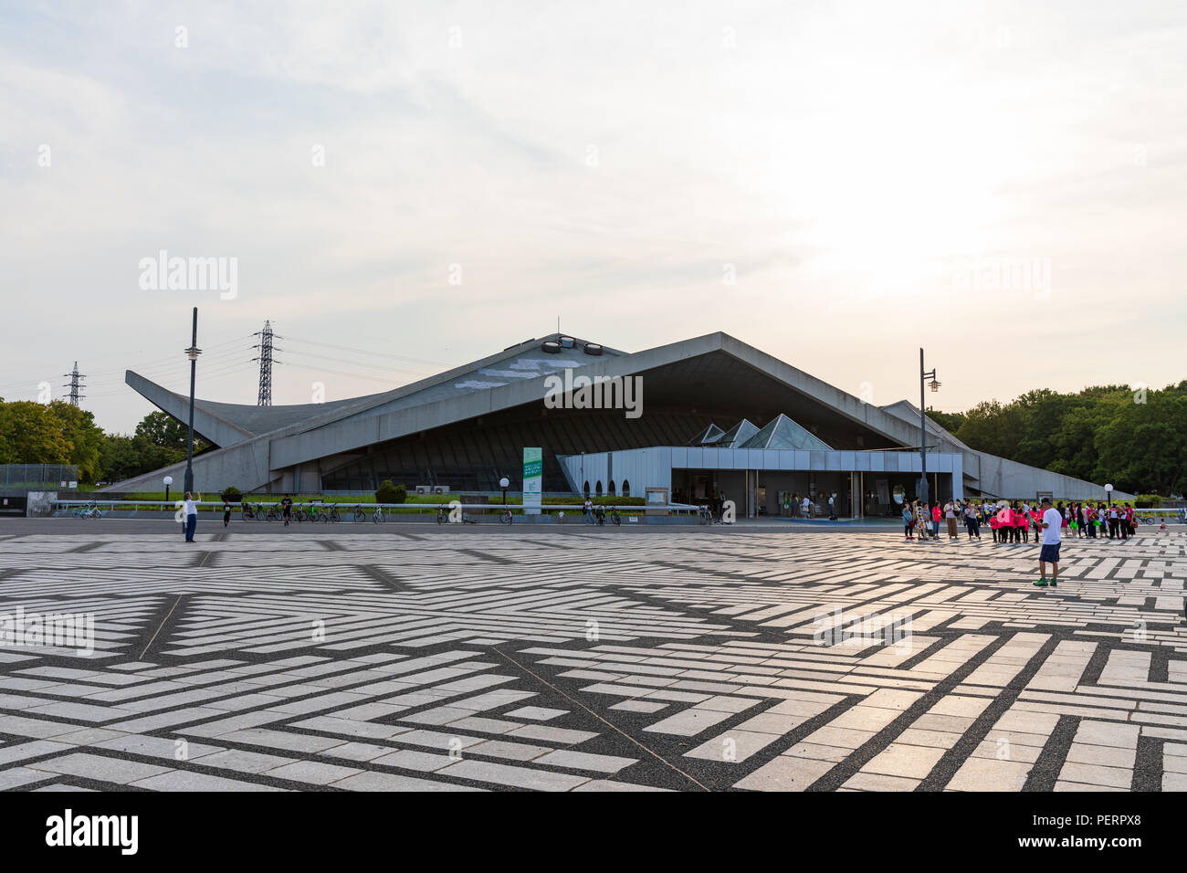 Komazawa Gymnasium (Yoshinobu Ashihara, 1964), built for the 1964 Summer Olympics; Komazawa Olympic Park, Tokyo, Japan Stock Photo