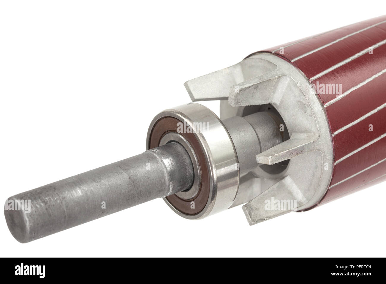 Rotor and ball bearing of electric motor, isolated on white background ...