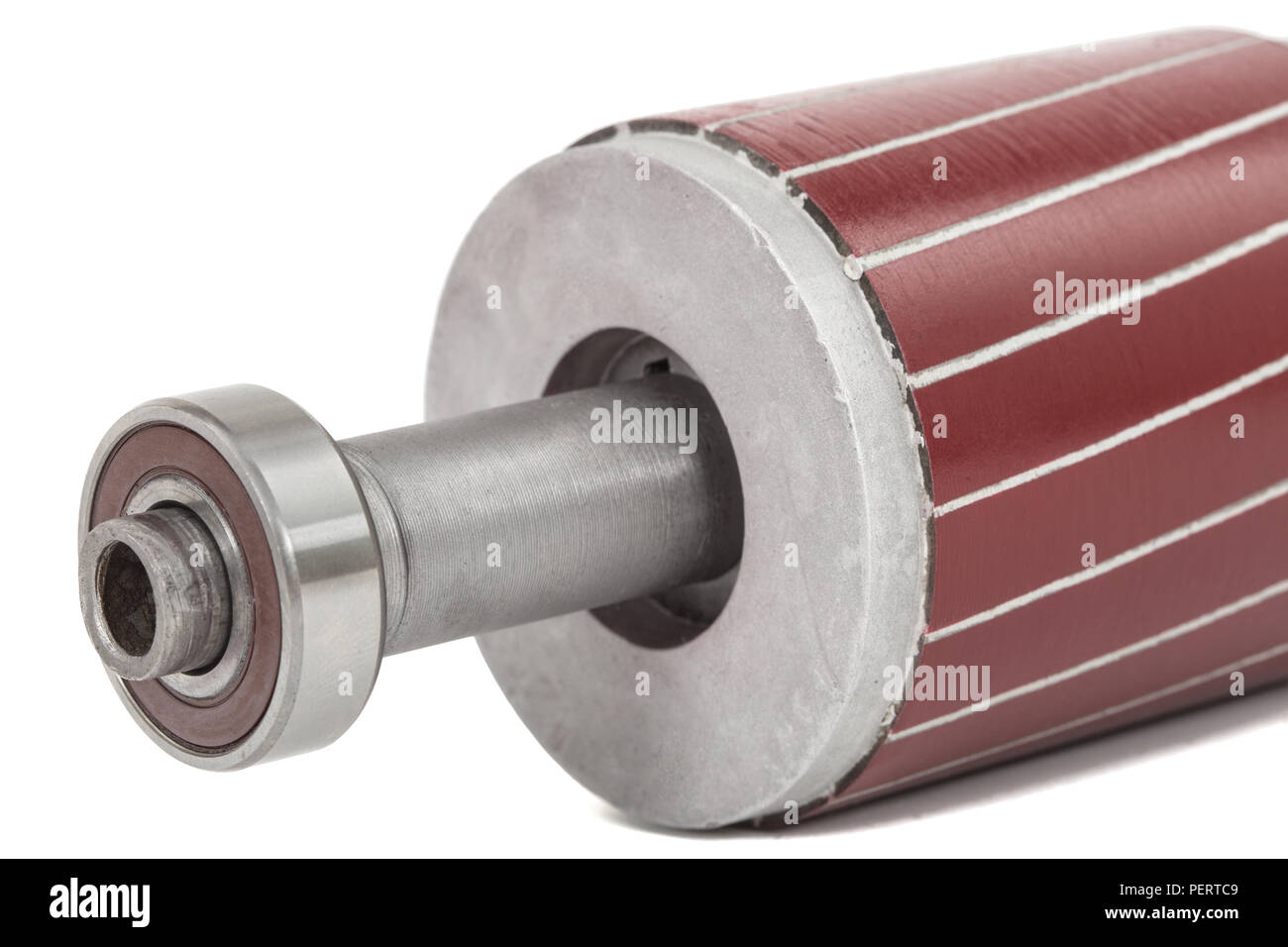 Rotor and ball bearing of electric motor, isolated on white background ...