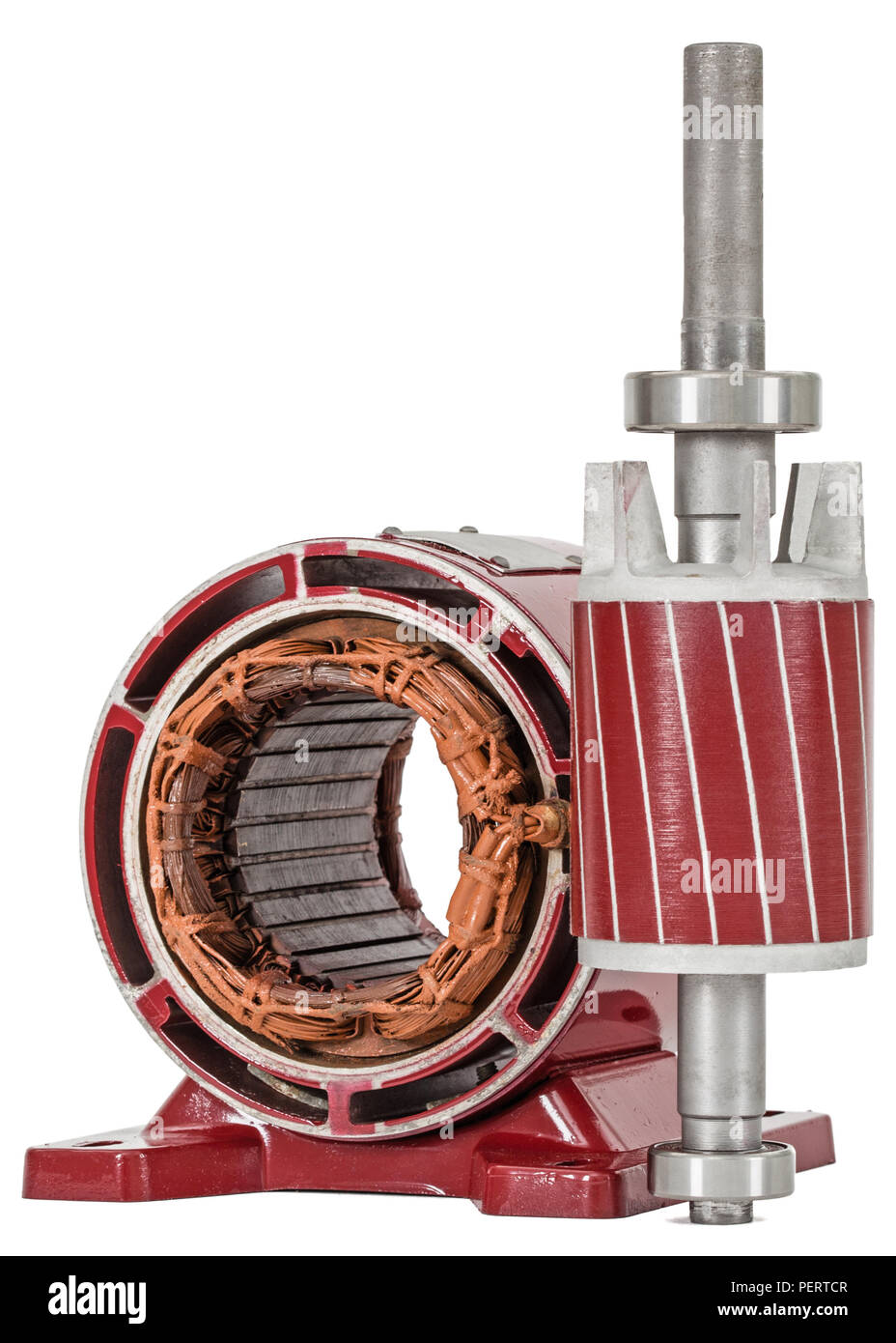 Rotor and stator of electric motor, isolated on white background Stock