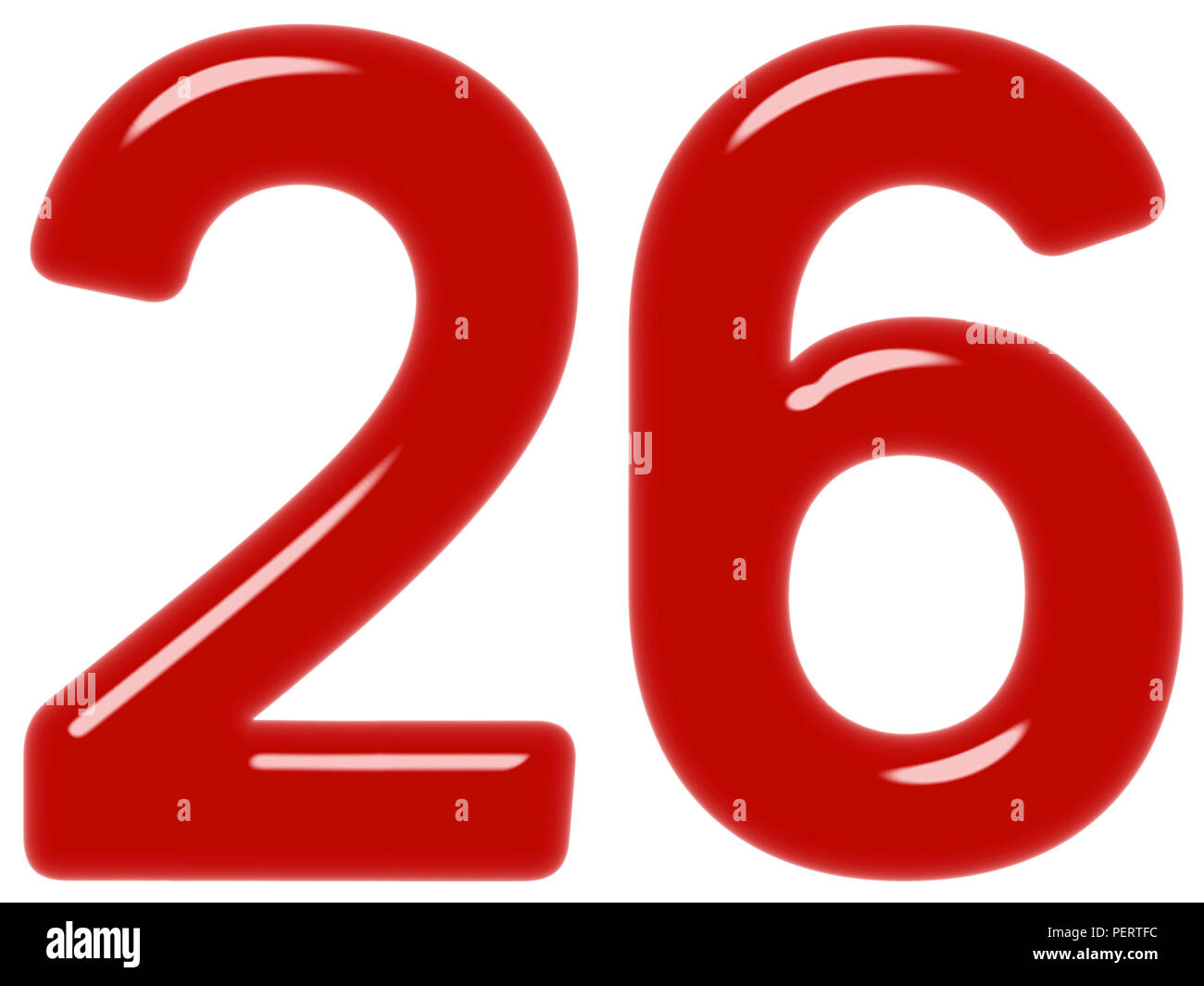 Numeral 26, twenty six, isolated on white background, 3d render Stock ...