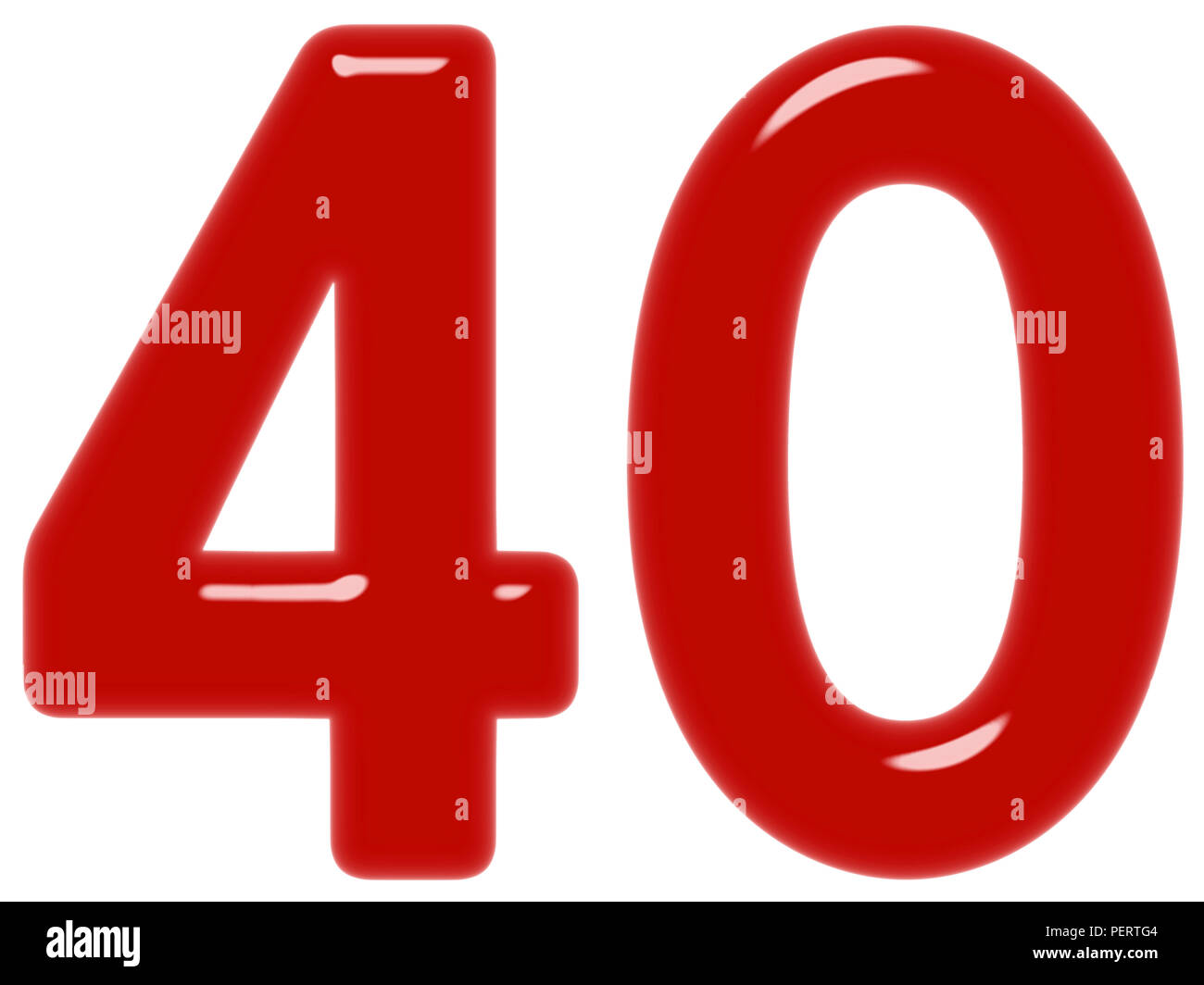 Numeral 40 forty isolated on white background 3d render Stock Photo