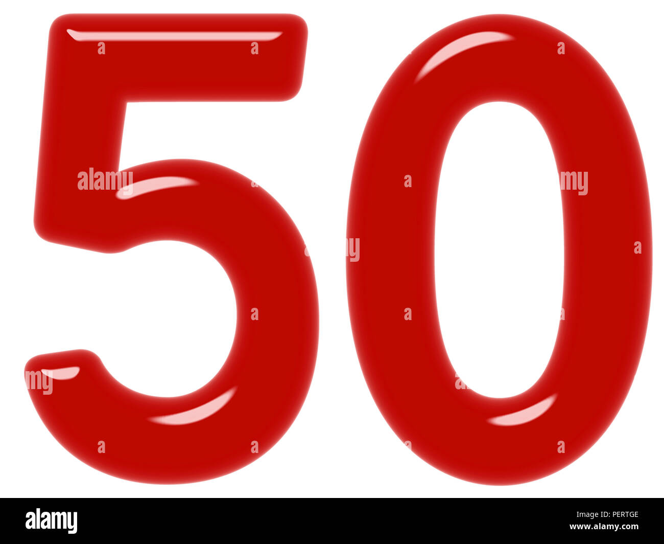 Numeral 50 fifty isolated on white background 3d render Stock Photo