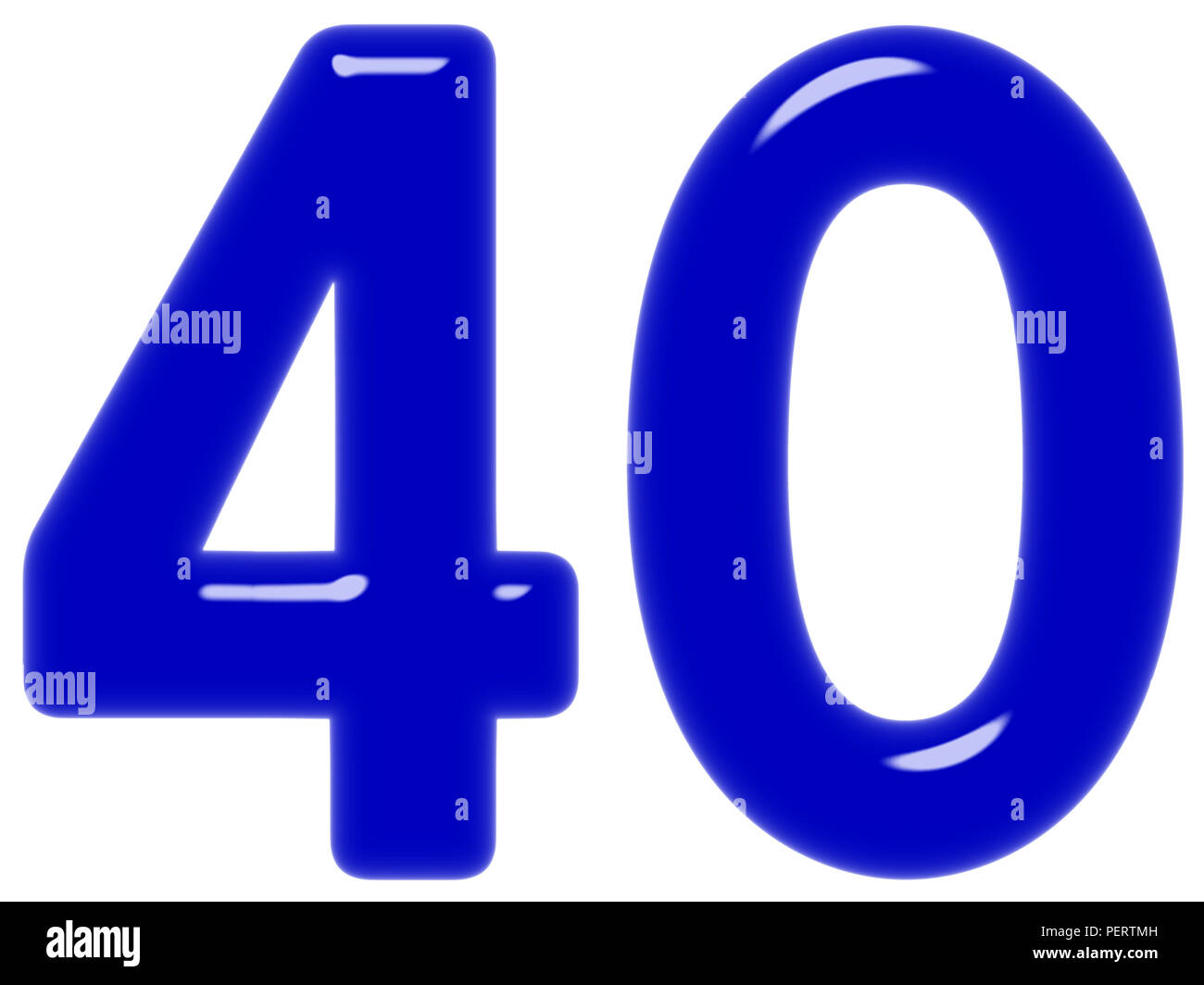 Numeral 40 forty isolated on white background 3d render stock photo 