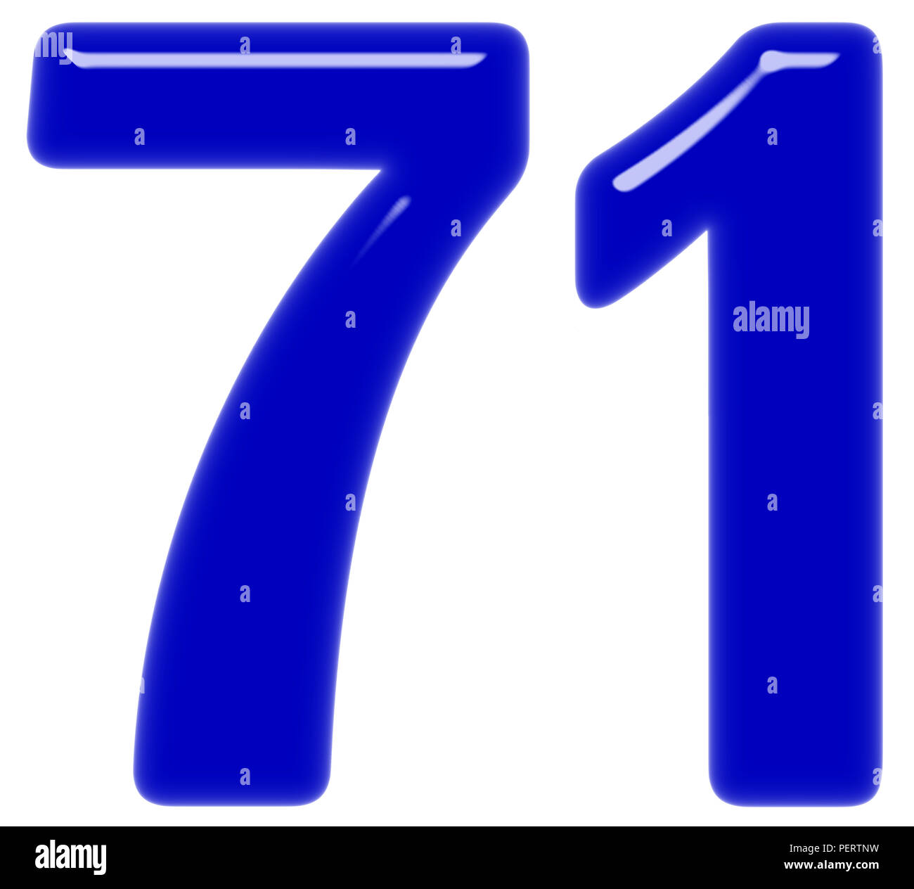 Numeral 71, seventy one, isolated on white background, 3d render Stock ...