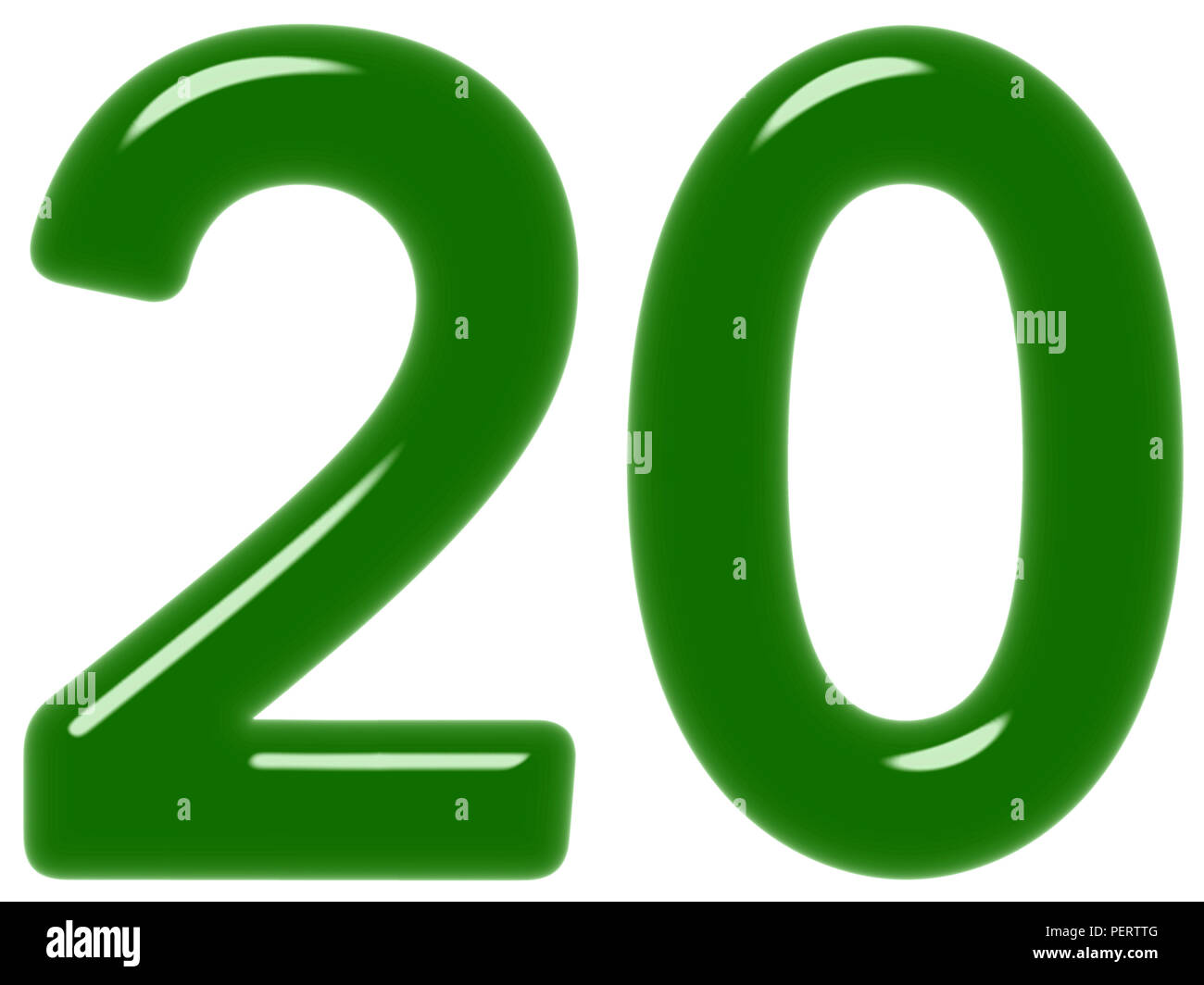 Numeral 20, twenty, isolated on white background, 3d render Stock Photo
